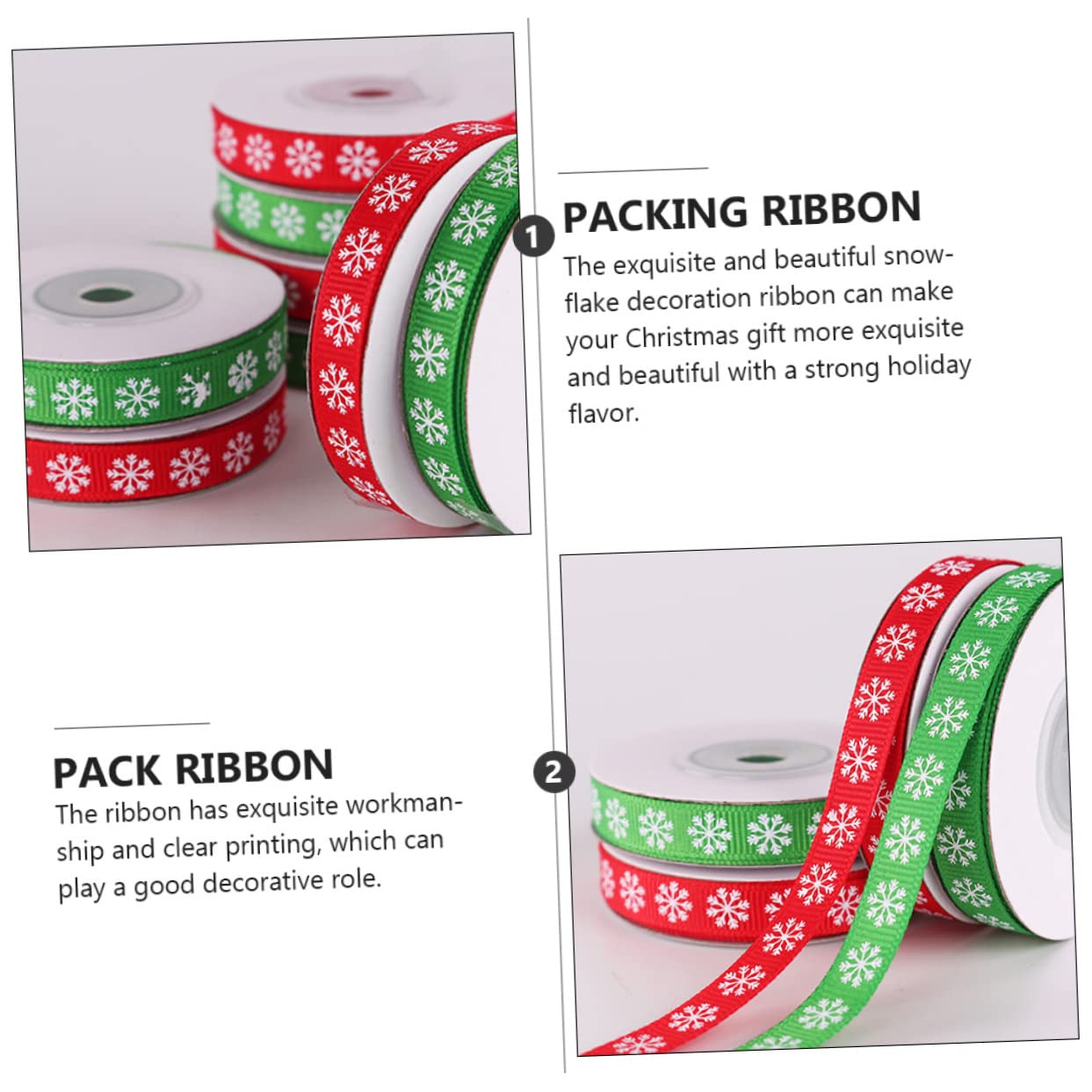 NUOBESTY 3 Sätze Weihnachtsband Christmas Ribbon Stoffband Weihnachten Weihachtsdeko Weihnachtssamtband Urlaub Kräuselband Zum Verpacken Von Geschenken Band Zum Nähen Schleife 4 Rollen * 3