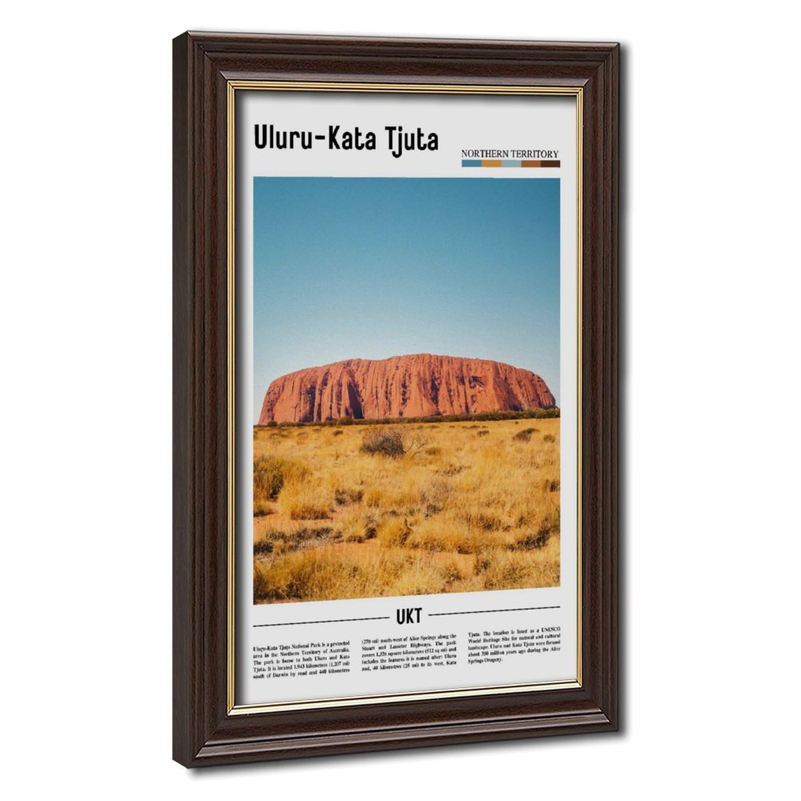 WCYB Uluru-Kata Tjuta Northern Territory Australia Scenery Travel Prints Posters Canvas Deco Paintings Wall Art For Office Living Room Hangable Frame 24" L