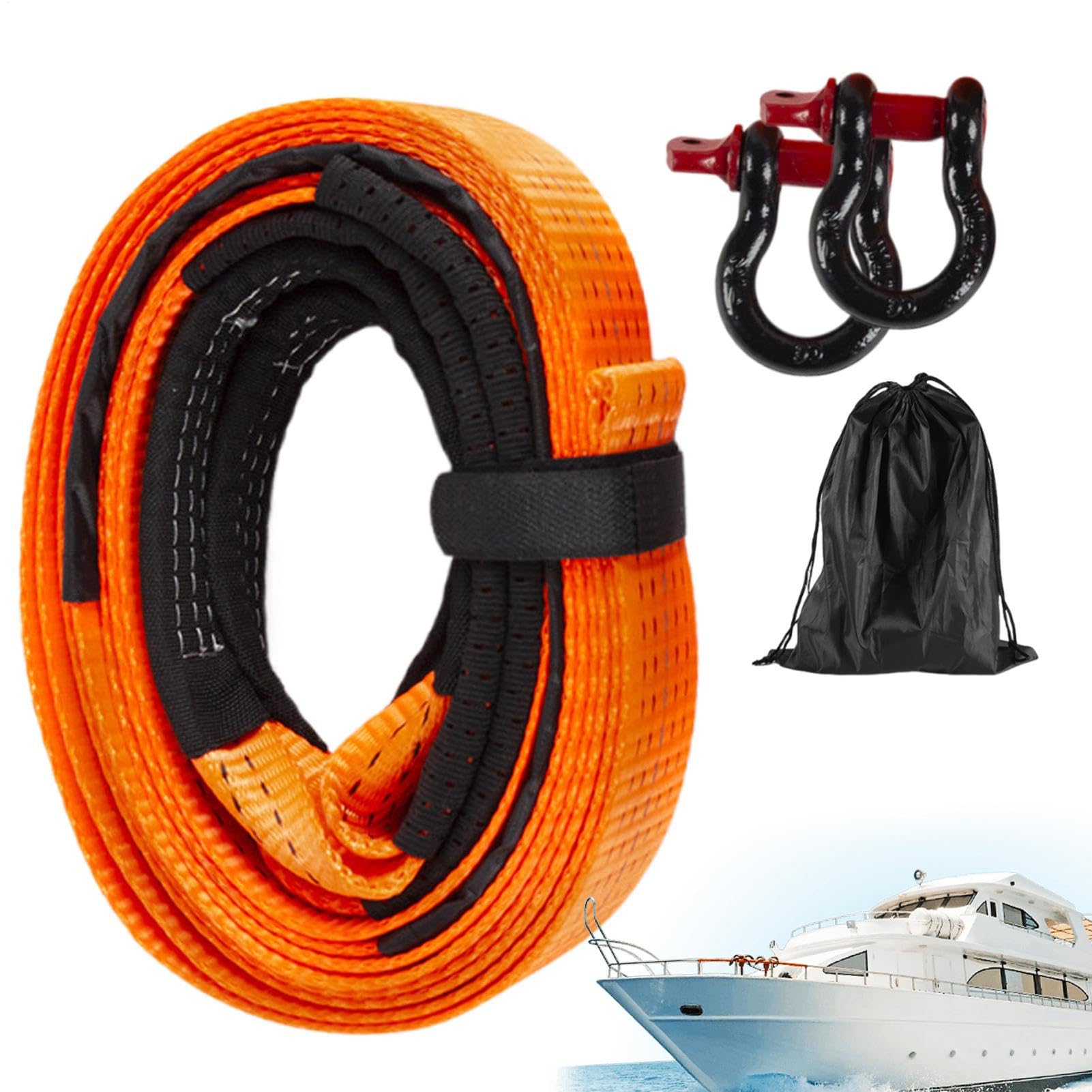 Abschleppseil Polyester | Abschleppgurt mit Haken, Verlängerungsseil für Seilwinde, Auto, LKW, ATV, Fahrzeuge, Straßenrand, Limousine,