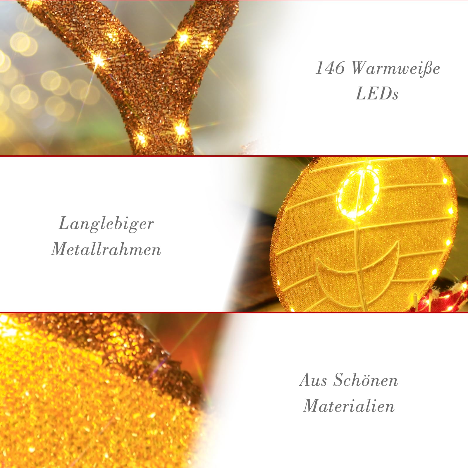 Décoration lumineuse en forme de renne pour l'extérieur