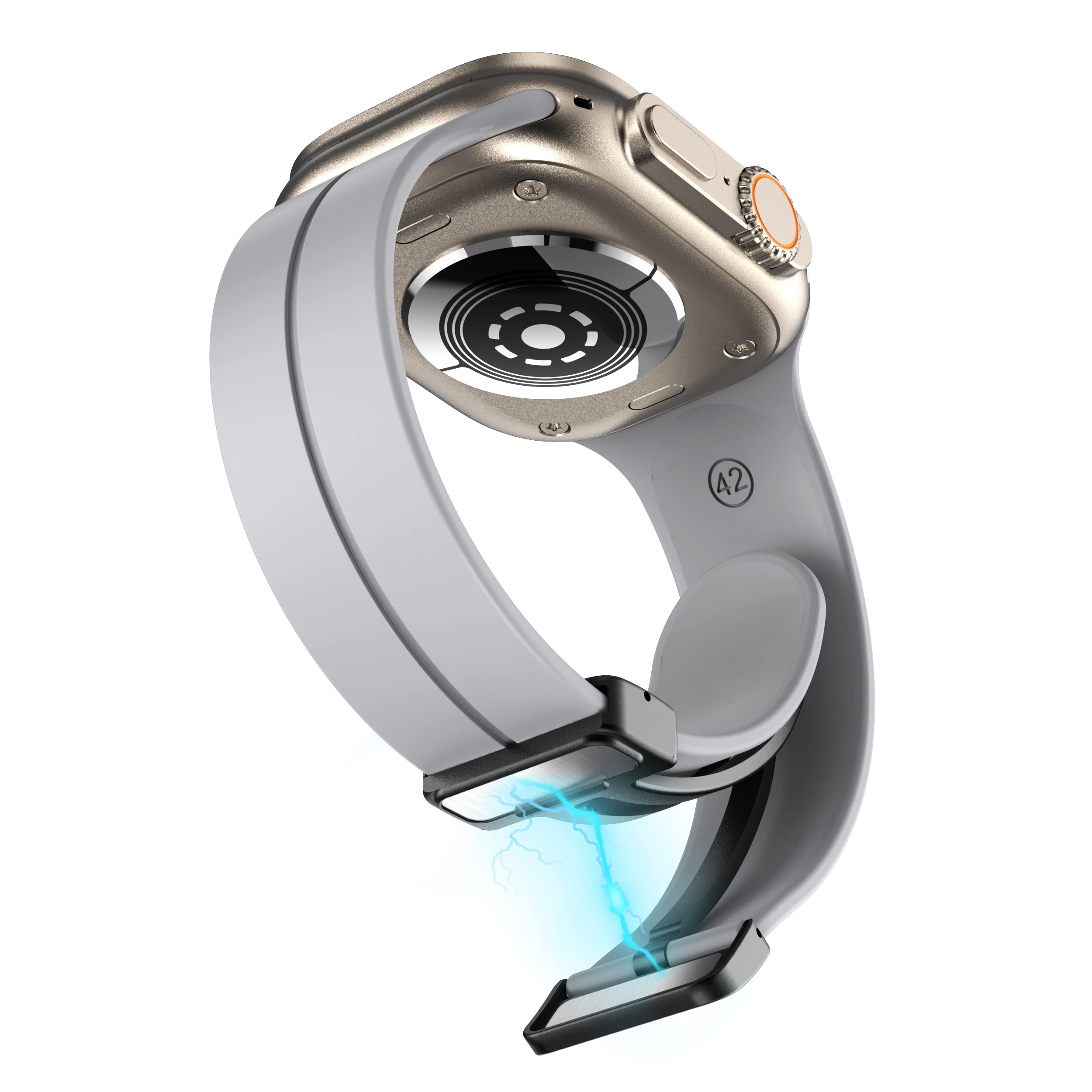 Lamshaw Compatible for SKG R8 Smart Watches Bands, Soft Silicone Magnetic Buckle Sport Wristband Replacement Straps Compatible for SKG R8 1.8'' Fitness Tracker Smart Watches (Gray)