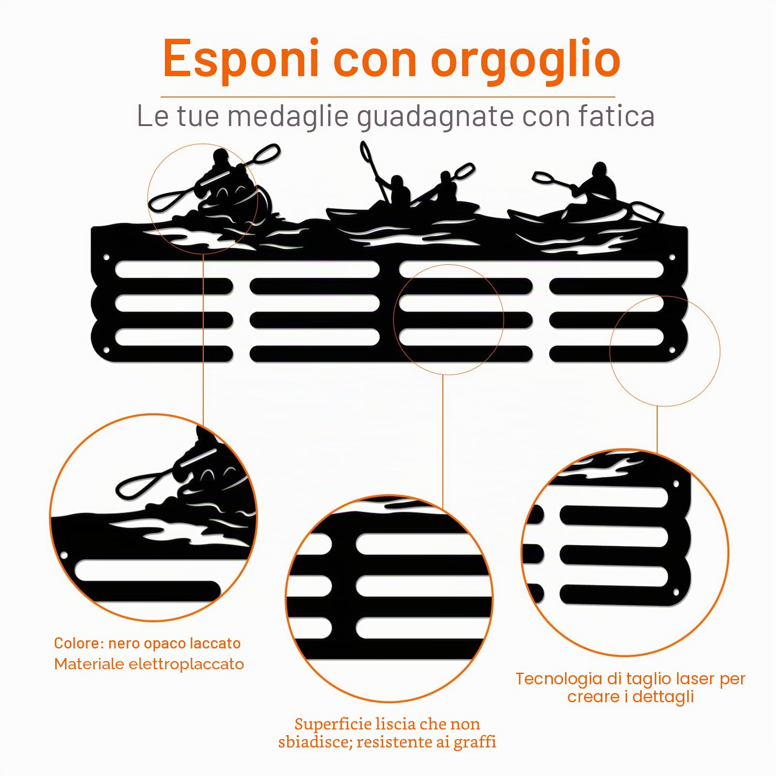 SUPERDANT Kayak Espositore per Medaglia per Gli Sport Acquatici Porta Medaglie Ferro máschio Montato a Parete Ganci per 40+ premi Sport Ribbon Appendere Metallo Appendere Premi Regali