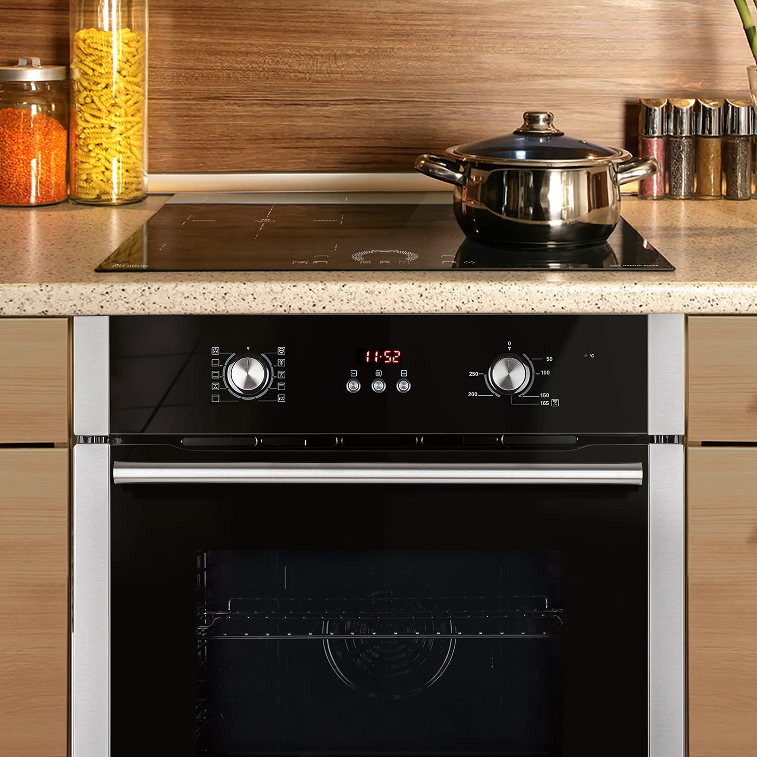 KKT KOLBE Autarkes Herdset | 60cm Einbaubackofen BO8805SS | 59cm Induktionskochfeld IH85901FZ | Grill | Heißluft | Automatik-Timer | 2-fach Wärmeschutzverglasung | Kindersicherung | SET8805IH592FZ - 2