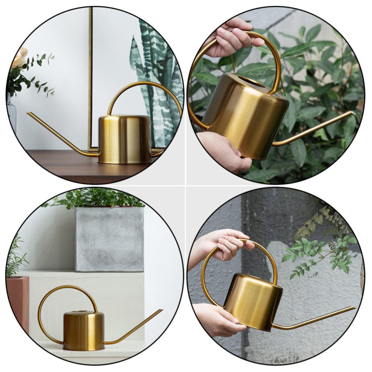 Annaffiatoio in Acciaio Inox da 1300ml, Oro, Manico Ergonomico