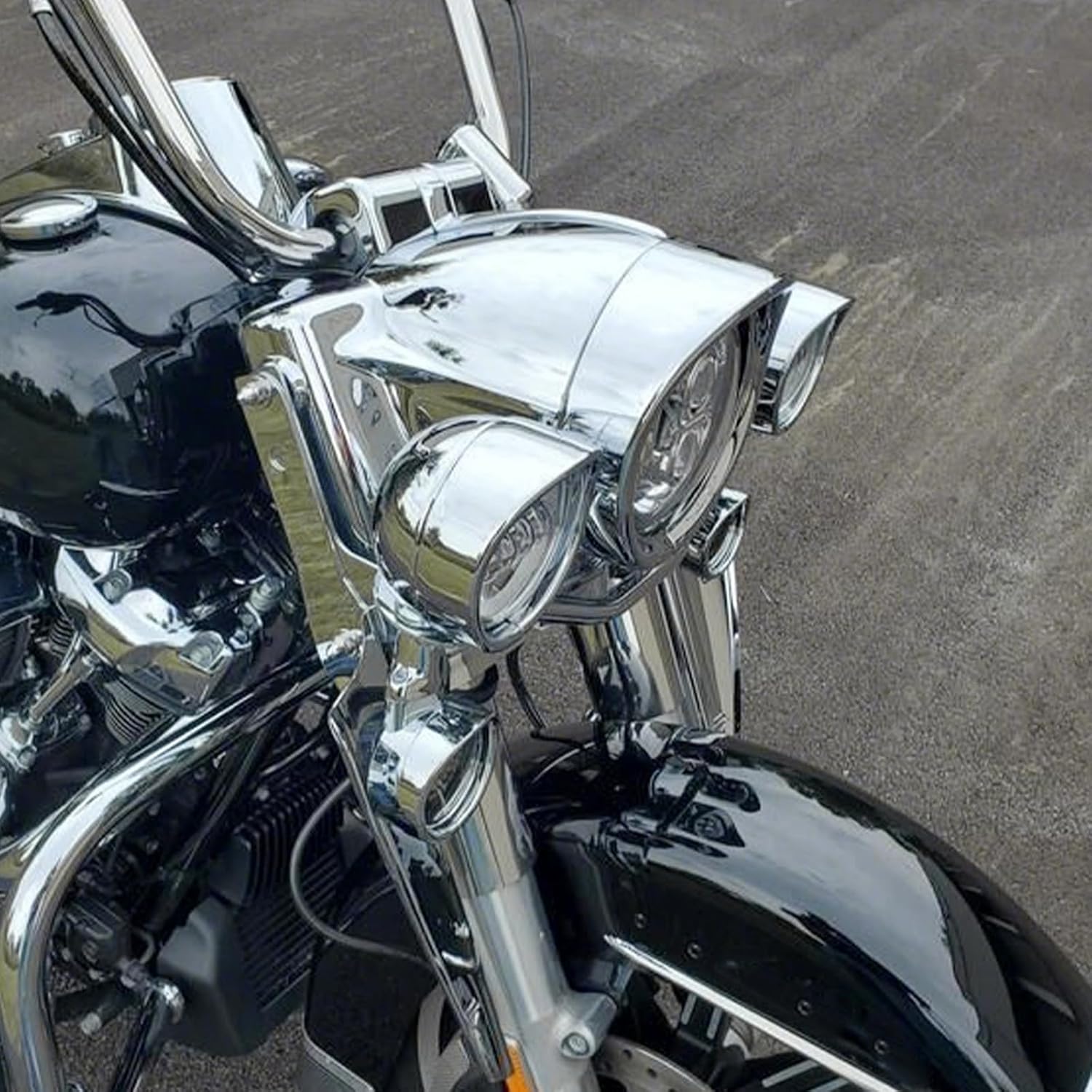 7" Headlight Trim Ring 4.5" Fog Light Visor Style Headlamp Frenched Rings Fit For Harley Dyna Touring Road King Electra Street Glide Tri Glide