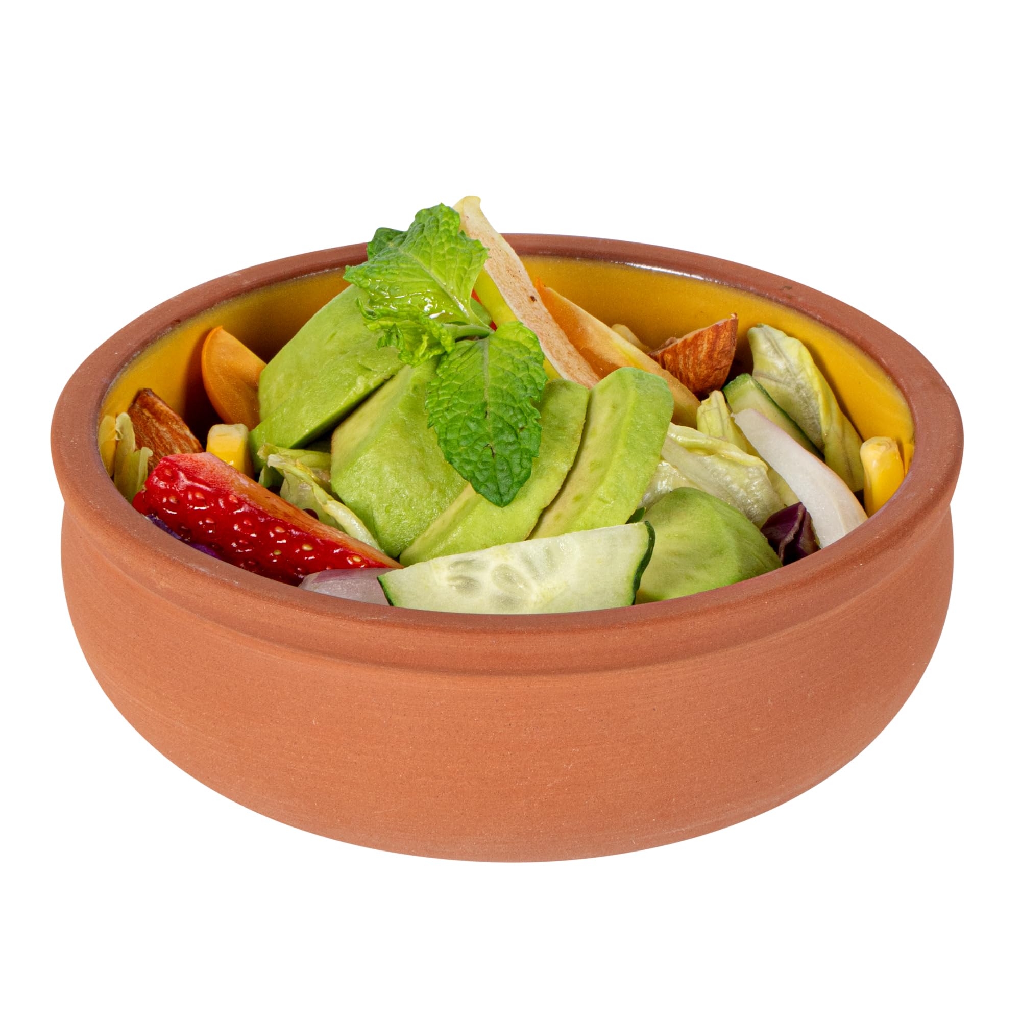 Restaurantware -Terra Tek - Cazuelas in terracotta, 10 pentole in terracotta smaltata gialla per cucinare, pronte per il forno, microonde, pentole da portata in terracotta, lavabili in lavastoviglie,