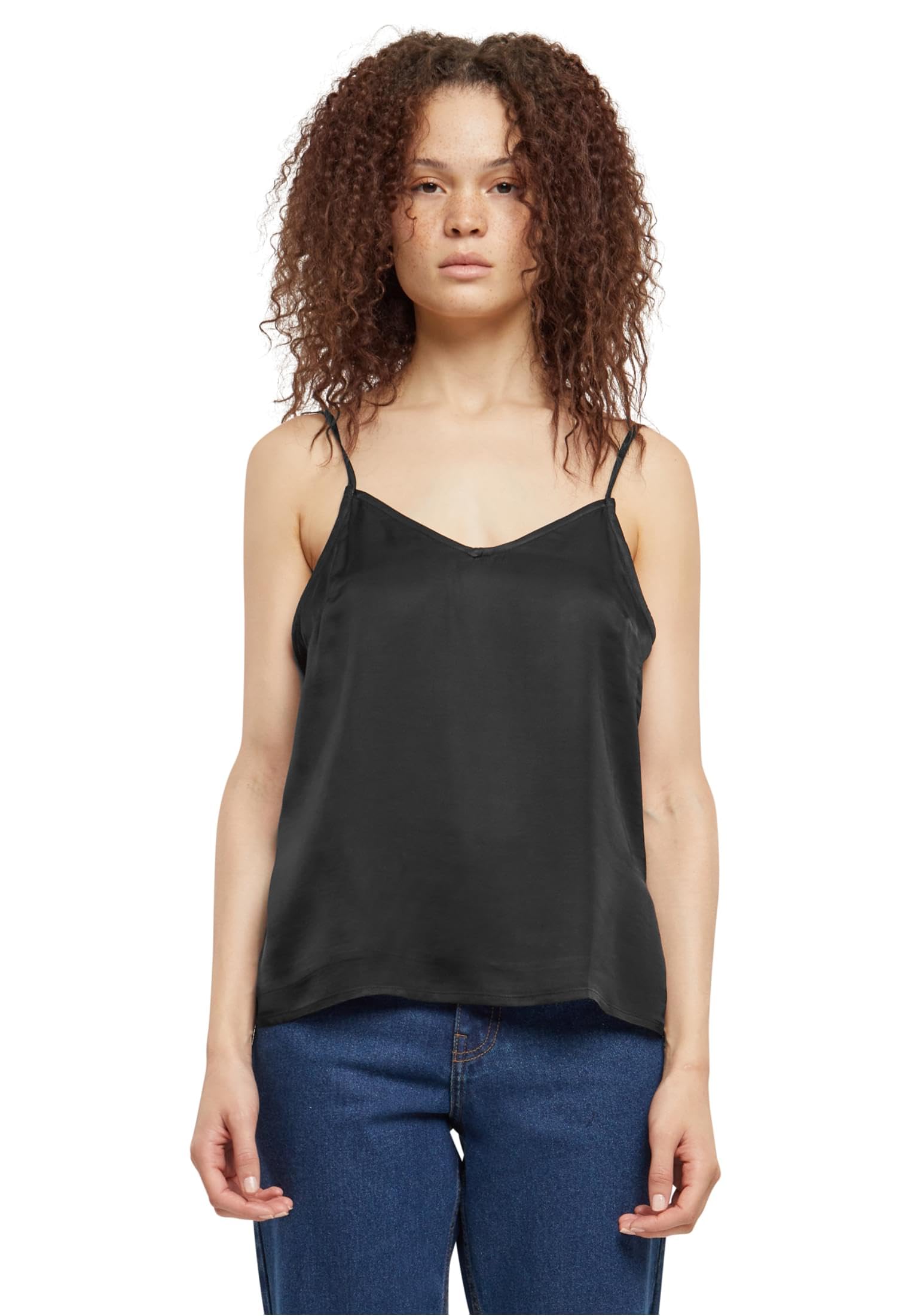 Urban Classics Women's Ladies Viscose Satin Slip Top Undershirt, Black, S