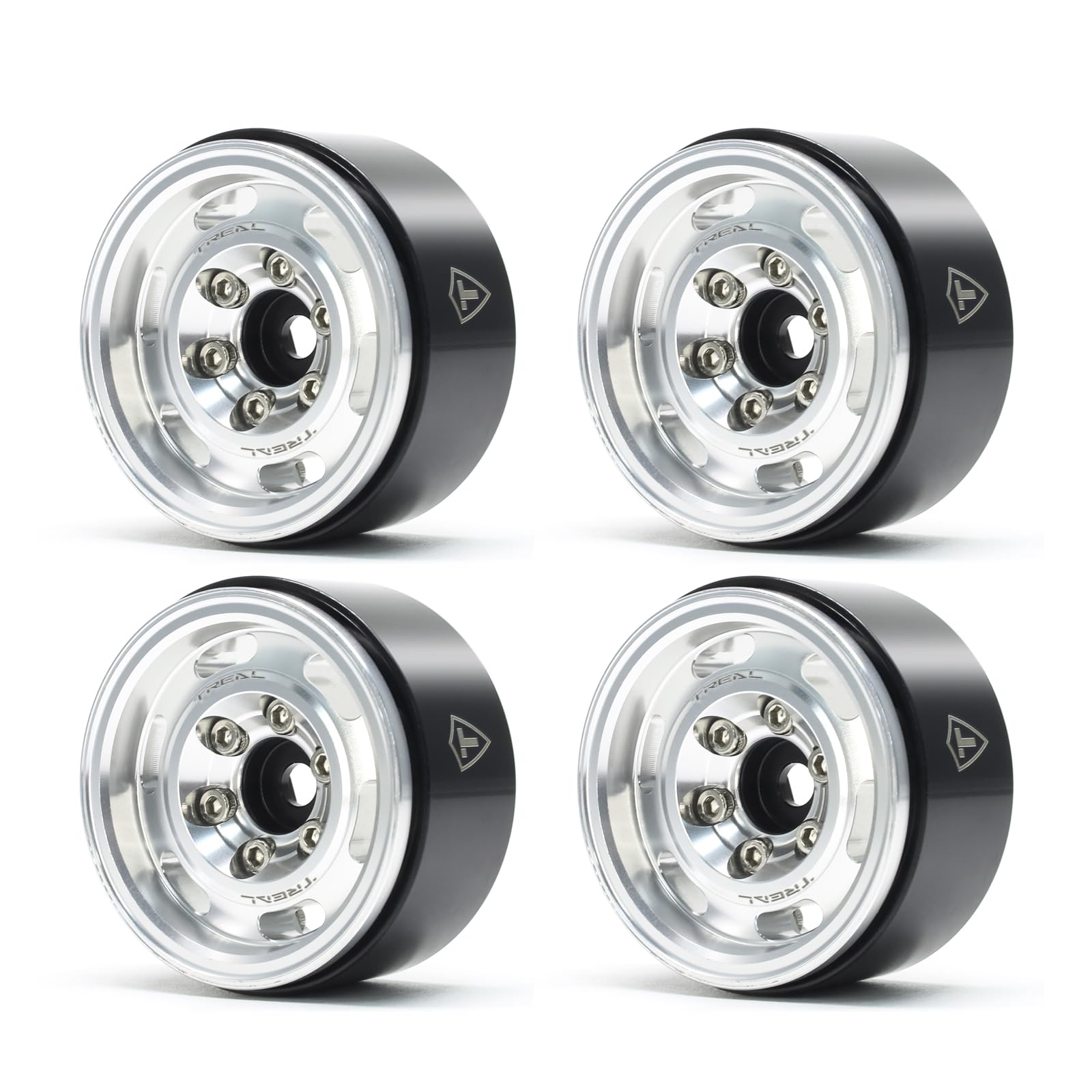 TREAL 1.55 Beadlock Wheels Vintage Wheels (4pcs) CNC Metal Wheel Upgrades for 1/18 UTB18 and 1/10 RC Crawler Car Axial AX90069 D90 TF2 Tamiya CC01-