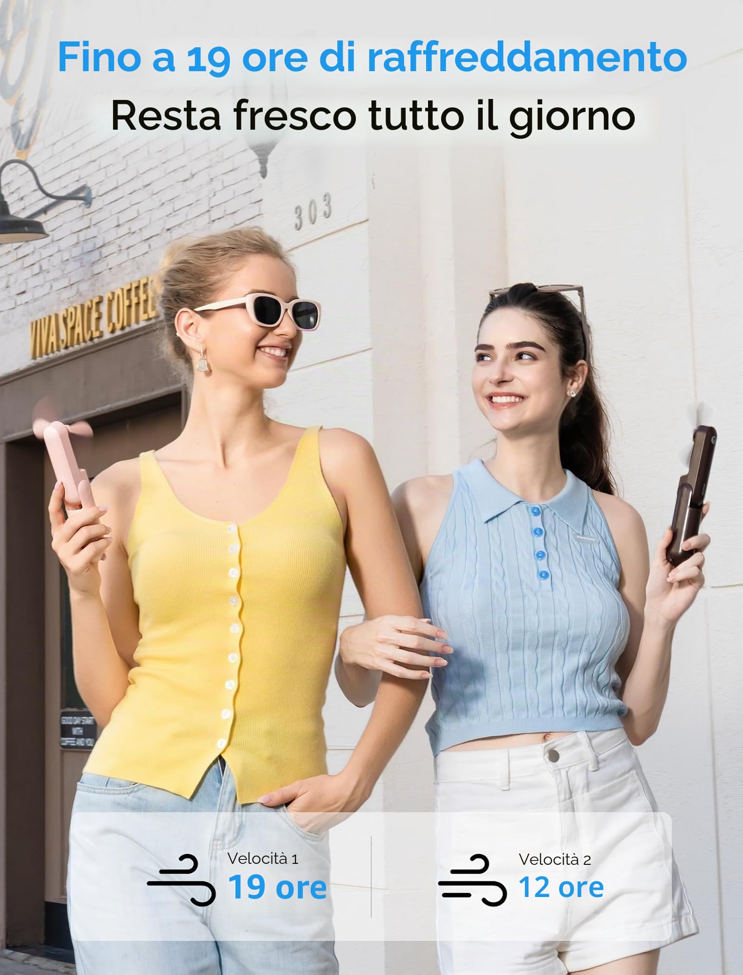JISULIFE Mini ventilatore portatile 3 in 1, ricaricabile, ventilatore a batteria [14-21 ore di lavoro] con batteria esterna, funzione torcia rosa