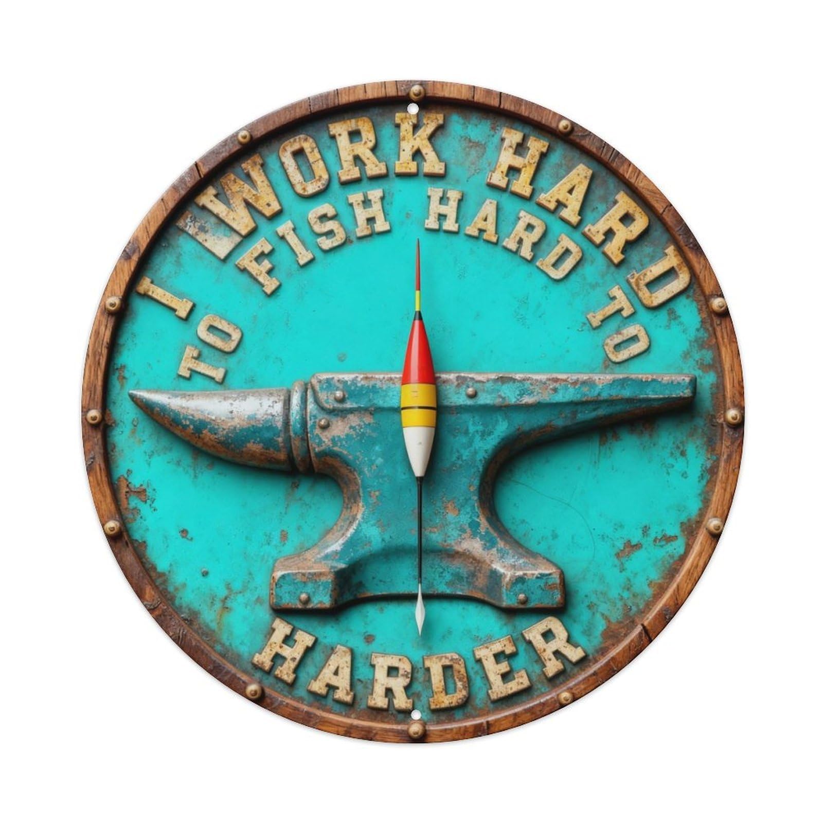 I Work Hard To Fish Harder Metal Tin Sign Plaque