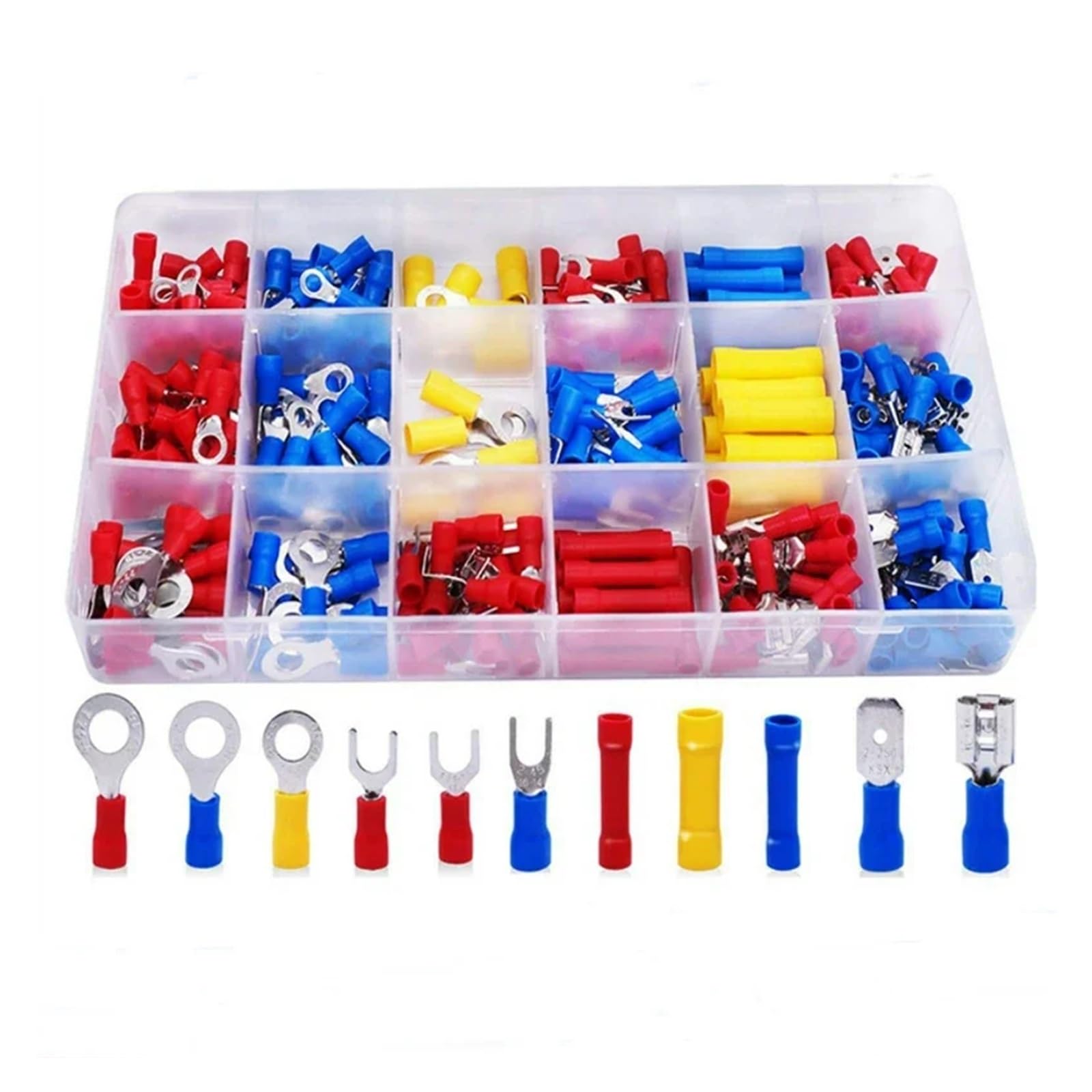 Cosse à sertir électrique, Kit de bornes isolées avec connecteurs Bout à Bout à Anneau de Fourche for Fils 16-14AWG, Paquet de 300