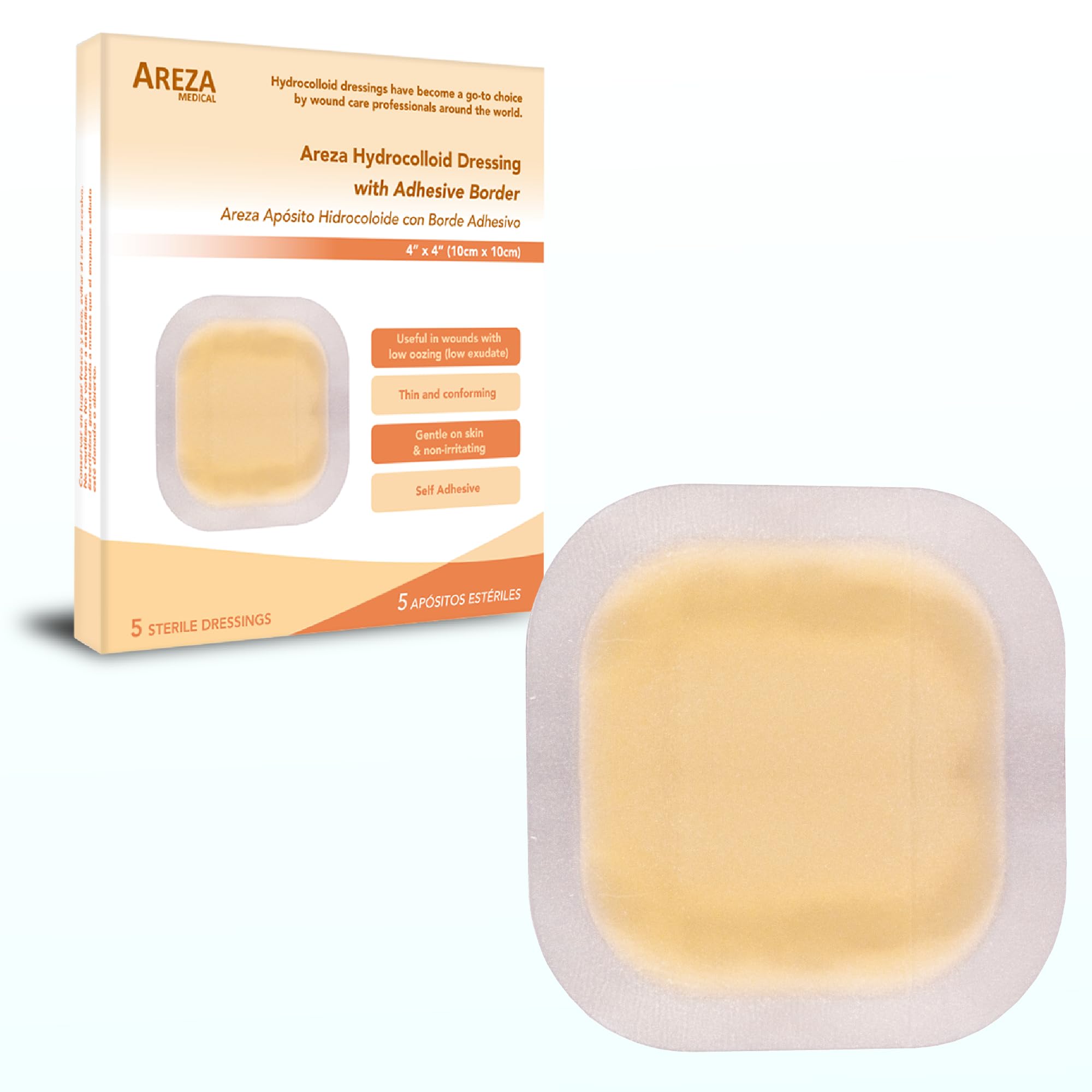 Amazon.com: Areza Hydrocolloid Wound Dressing with Border - Thin Hydrocolloid - Waterproof - 4