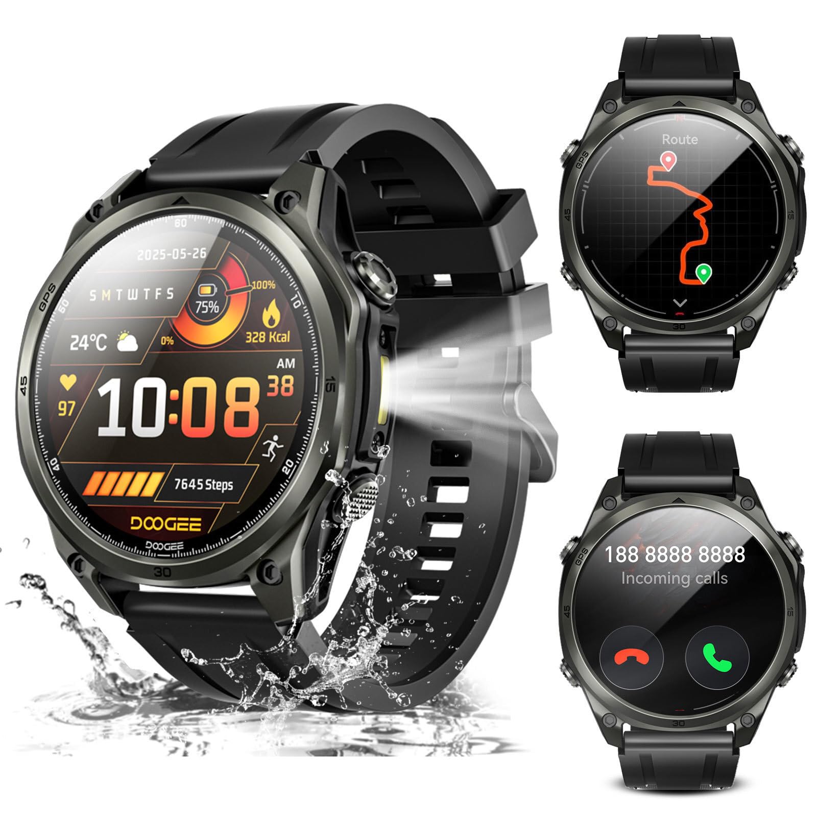 Anywise W1 AI Smartwatch Uomo,GPS Dual-Band Integrato,5ATM Impermeabile Militare Smart Watch,1.43" AMOLED Fitness Tracker Per Android iOS,170+Sports Modes,Answer/Make Call/12 Days Battery