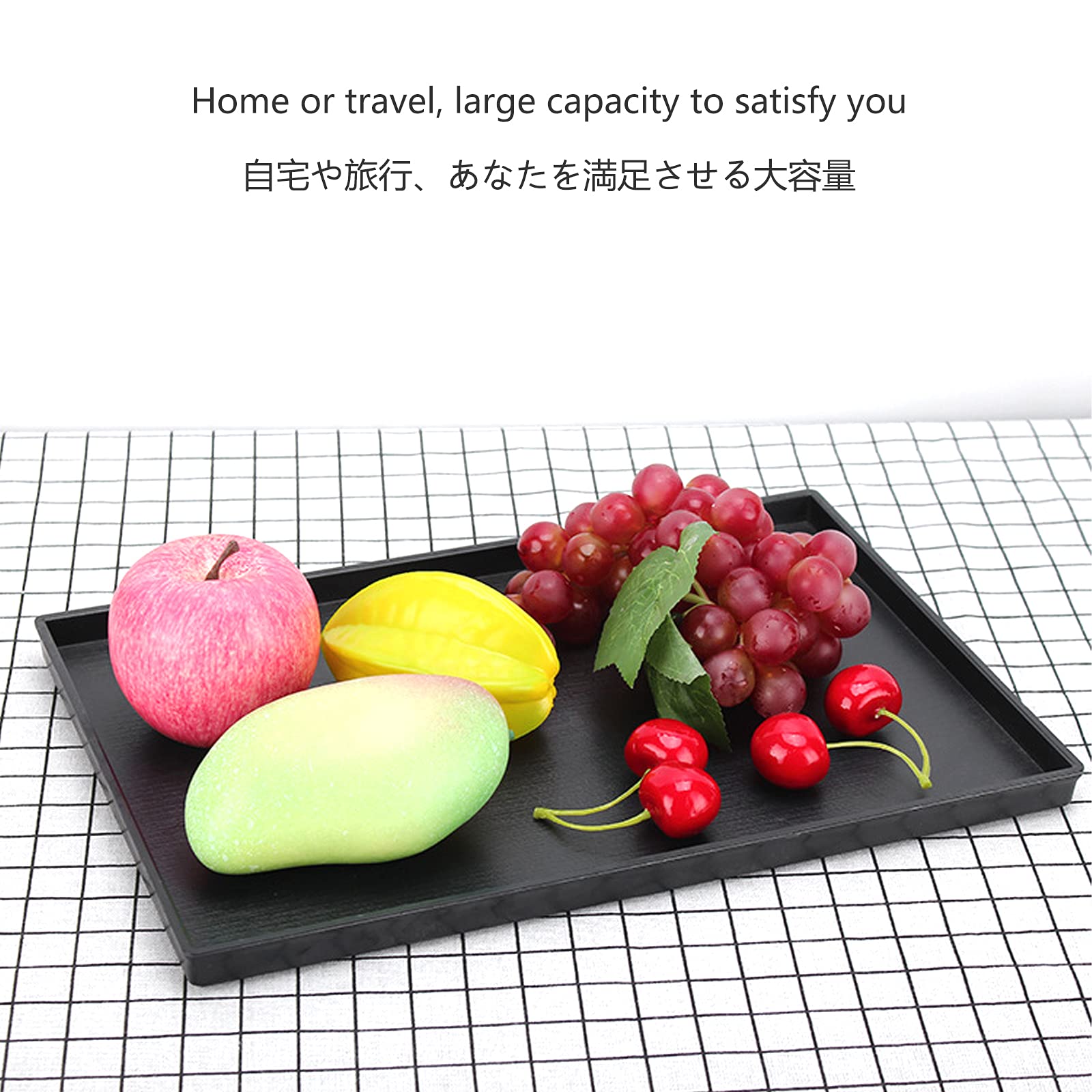 Bandeja de servir – Plástico de grado alimenticio, diseño cuadrado decorativo para desayuno, té, fácil de limpiar, ideal para cama, otomanas y mesa de centro,