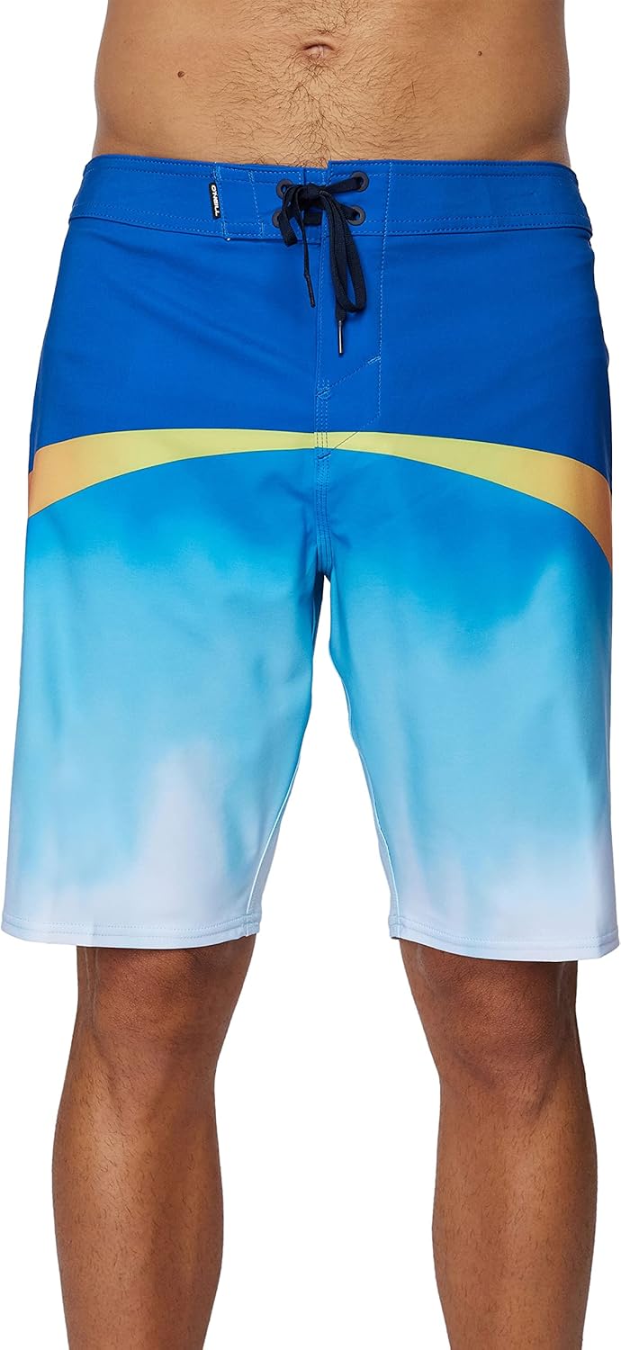 O'NEILL Men's 19 Inch Split Print Boardshorts - Quick Dry Swim Trunks for Men with Fabric and Pockets