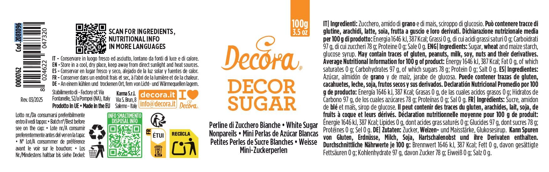 Decora Perlas de azúcar blanco 100 g
