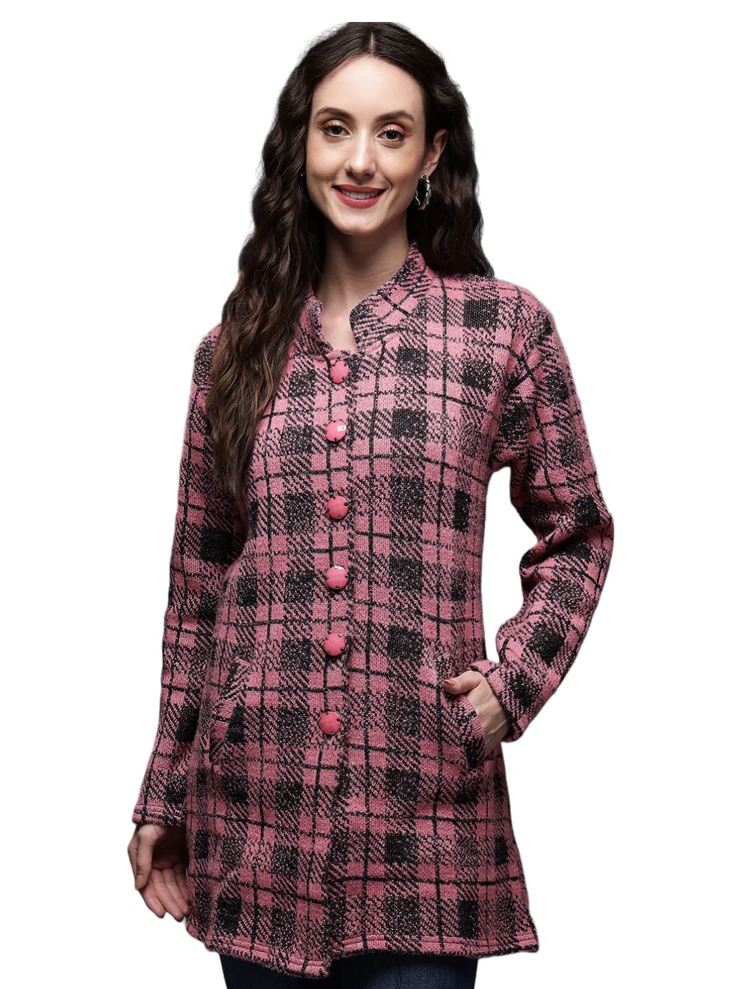 ewools Women's Wool Blend Banded Collar Cardigan Sweaters-picture-52