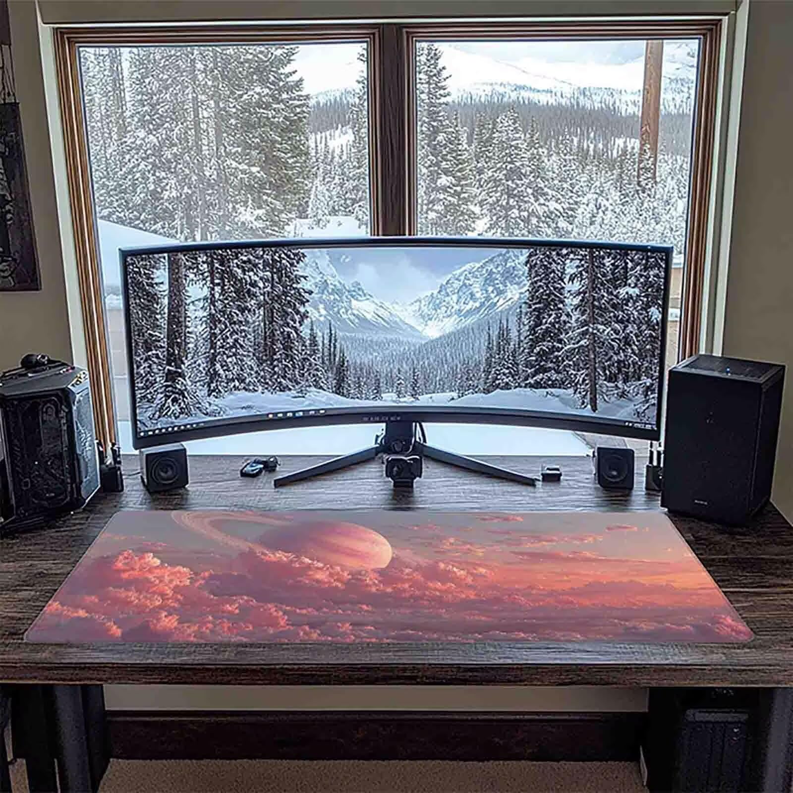 Tappetino Mouse XXL 1000x500mm Rosa Mousepad Paesaggio Tappetino Scrivania Grande, con base in Gomma Antiscivolo, Impermeabile Sottomano Scrivania per Computer, Accessori Gaming Mouse Pad 5-4726m