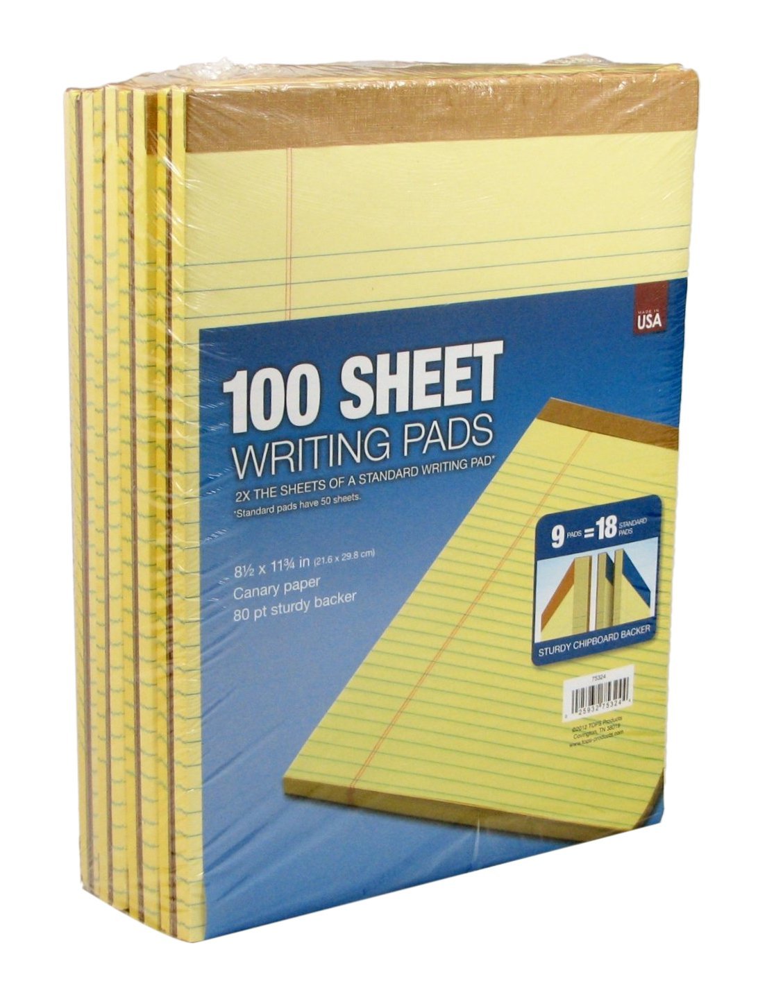 Tops 100-Sheet Legal Pads Canary Yellow (pack of 9 pads) by Tops