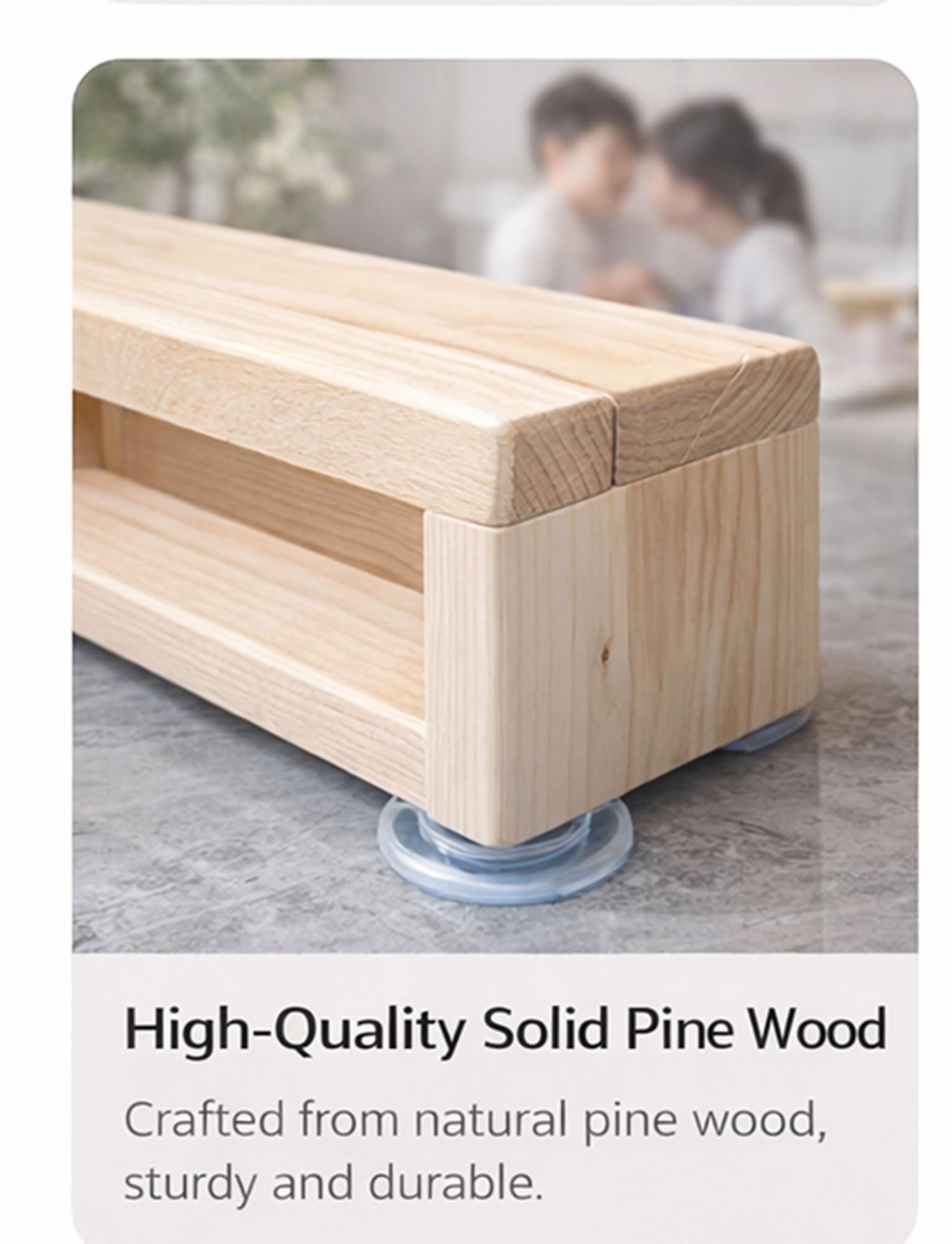 Taburete de madera maciza con almohadillas antideslizantes, taburete portátil de un solo paso para adultos, cocina, baño, mesita de noche