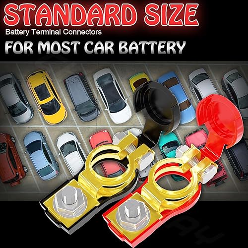 Miniatura 9 de CHUSYYRAY Conector de terminal de batería, 1 par positivo y negativo, terminales de batería con cubierta de plástico compatible con automóviles,