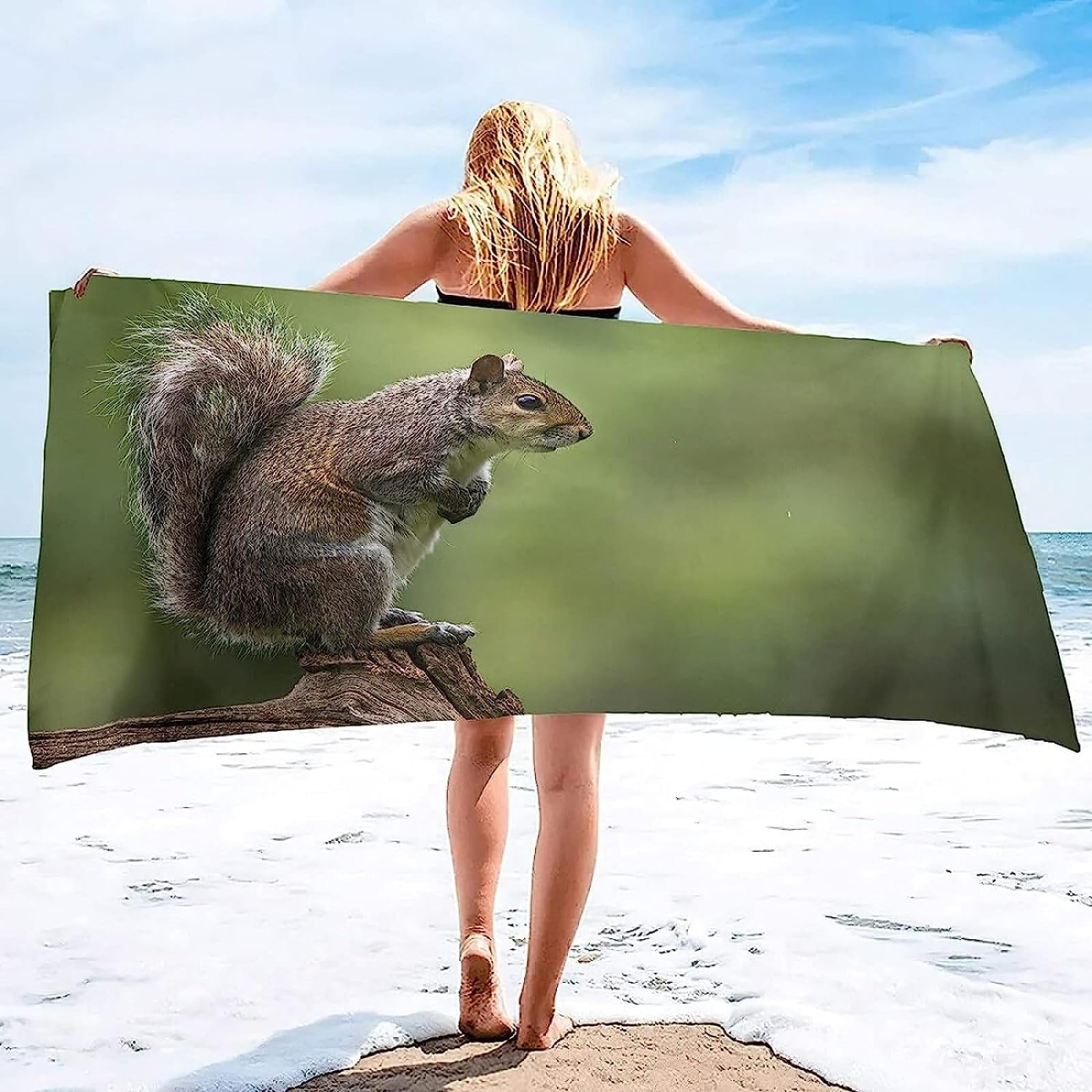 Scoiattolo Telo Mare Grande 150x200, Microfibra Asciugamano da Spiaggia, 3D Teli Mare Scoiattolo, Asciugatura Rapida Antisabbia Adulti Bambini Teli Mare per Nuoto Campeggio Viaggio