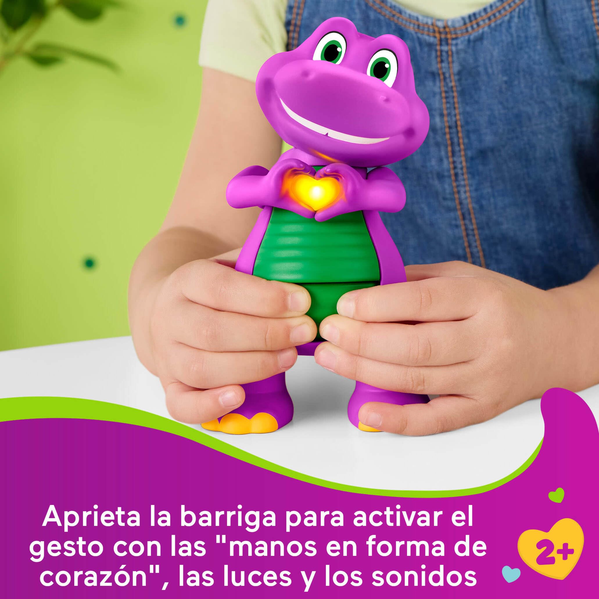 Barney Fisher-Price Barney's World Heart Hands Juguete Musical de Figura 14,48cm de Altura con Luces, para niños y niñas de Preescolar a Partir de 2 años, JFF05