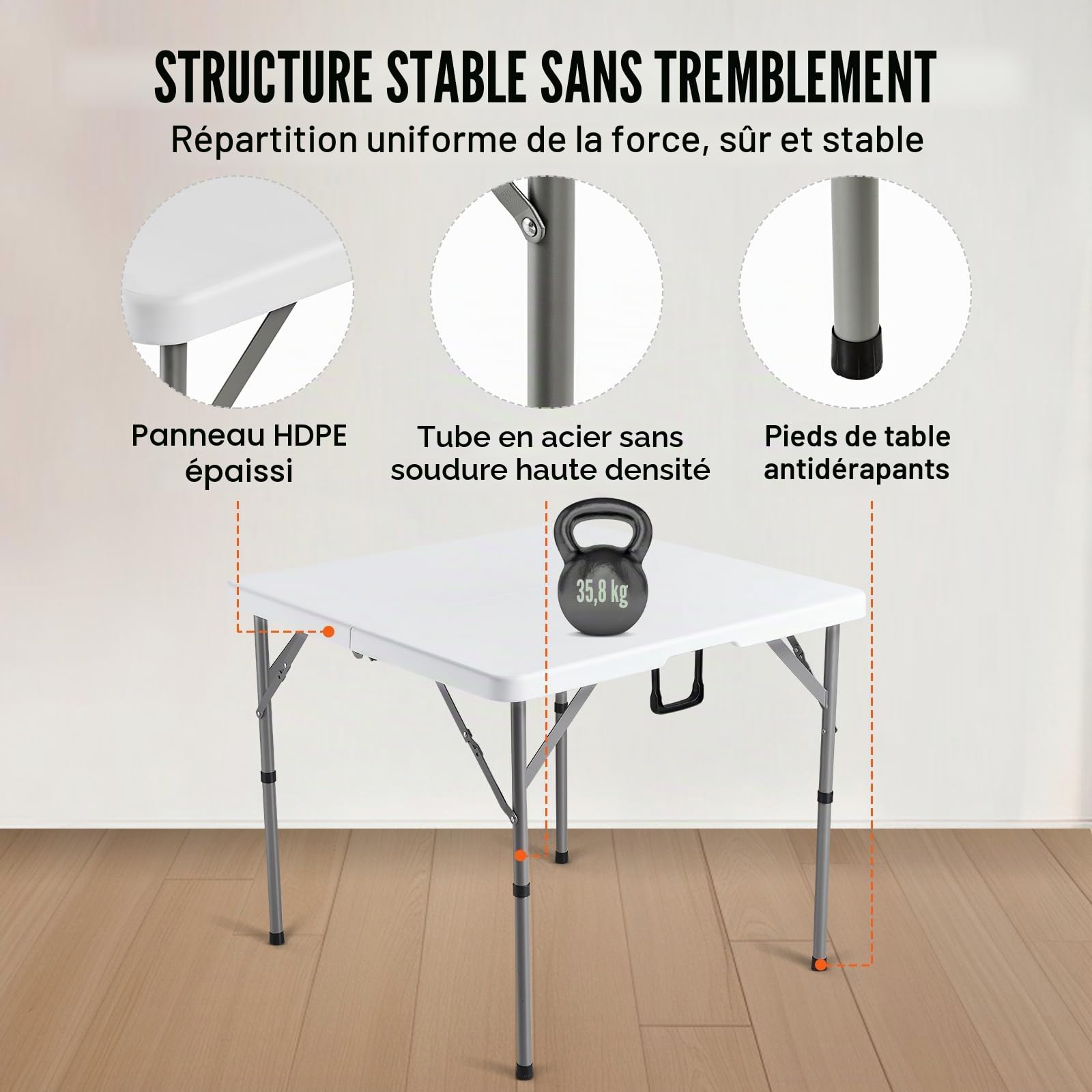 VEVOR Table de Mahjong Pliable, Table de Jeu de Cartes pour 4 Joueurs, avec Plateau Vert Résistant à l'usure, Table de Dominos Portable avec Poignée de Transport, pour Puzzles Poker, 86x86x74 cm