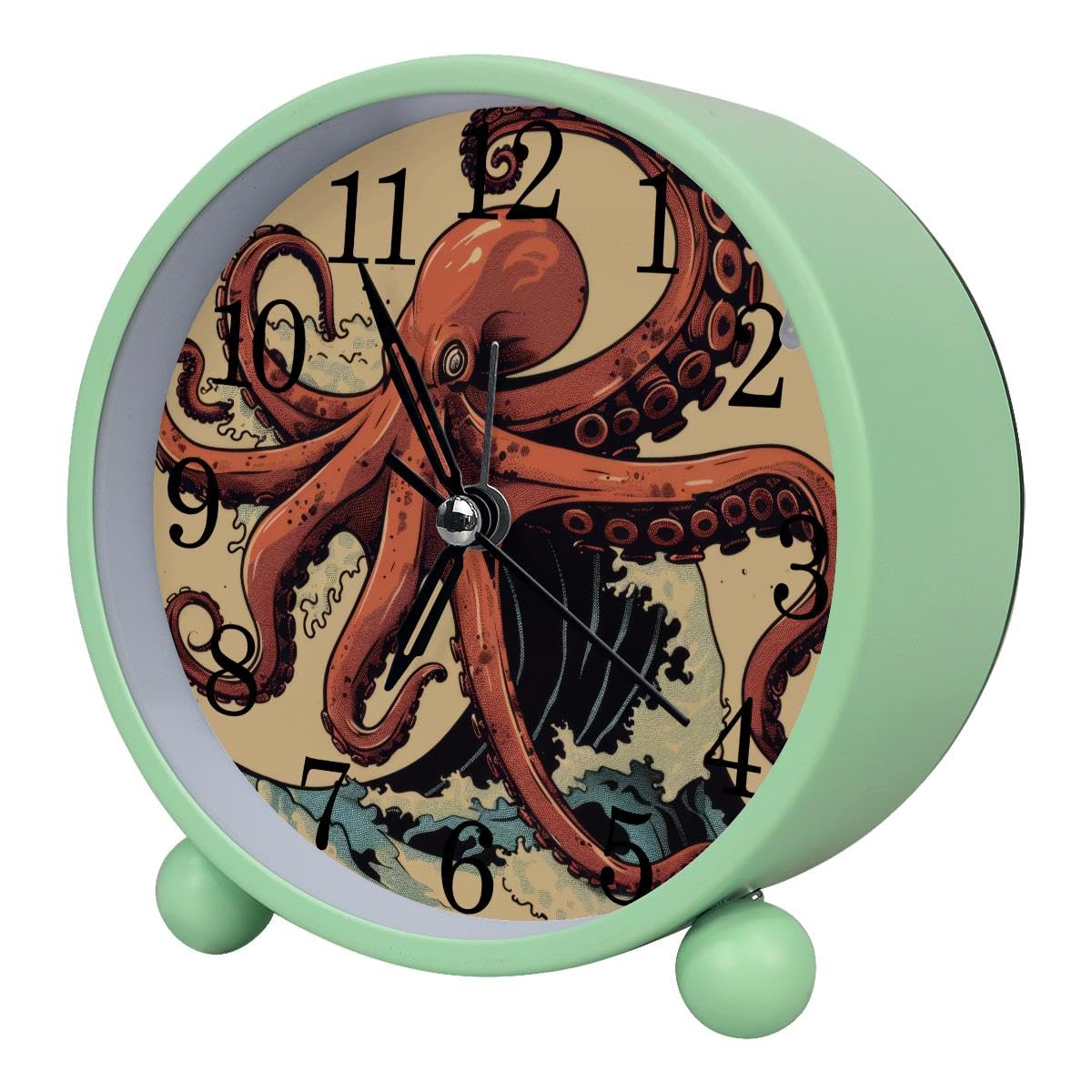 Luoweisi Alarm Clock Octopus Surfing, Silent Non-Ticking with Night Light