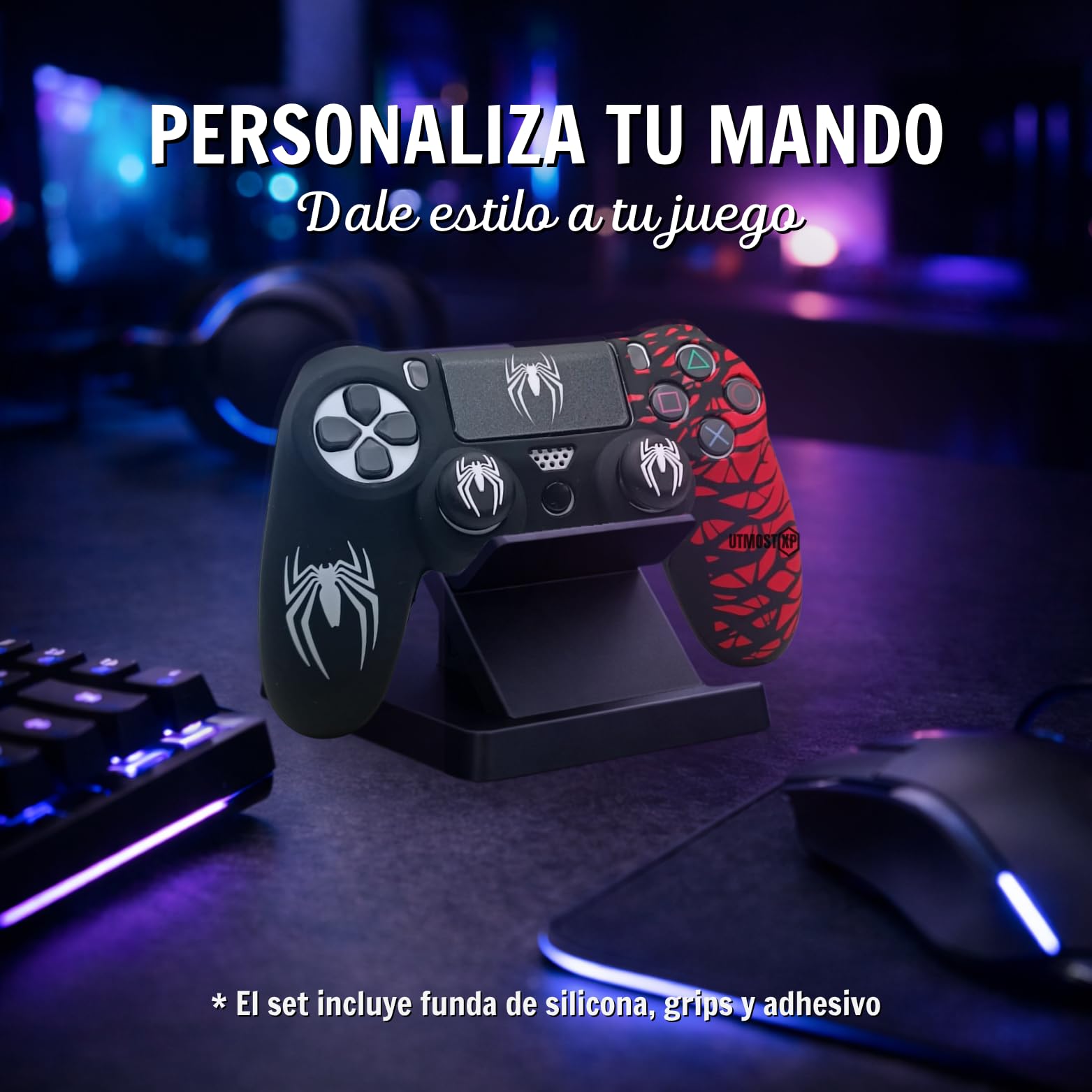 Custodia compatibile per controller PS4, Cover protettiva in silicone morbido antiscivolo per controller PS4, Custodia protettiva compatibile con controller PlayStation 4 (Rosso)