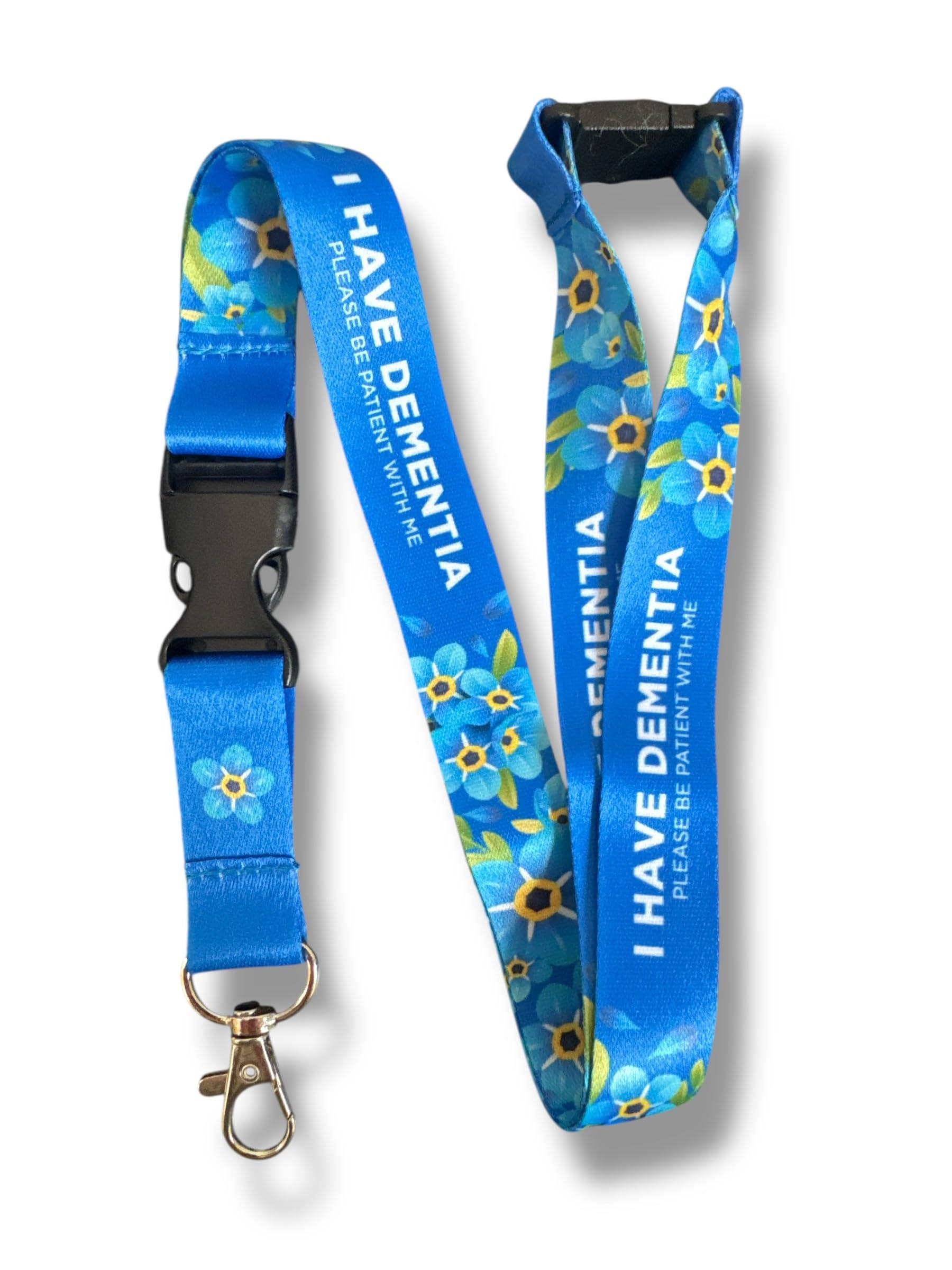 Pac Supplies Global Blue Dementia Awareness Lanyard, I Have Dementia, Please Be Patient With Me