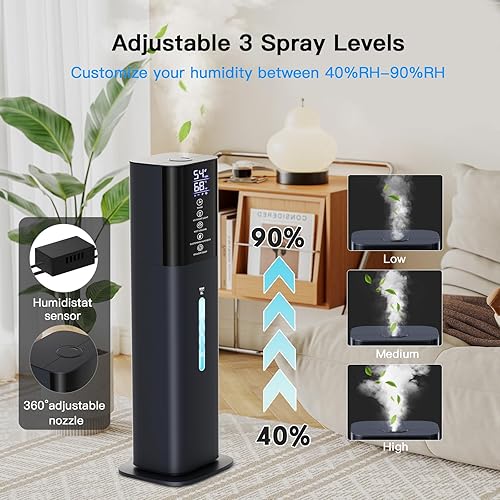 Miniatura 4 de Humidifiers Large Room Bedroom with 7 Colors Light, 2.1Gal(8L) 3 Speed Quiet Ultrasonic Cool Mist Humidifier with 360 Nozzle, Humidity Setting,