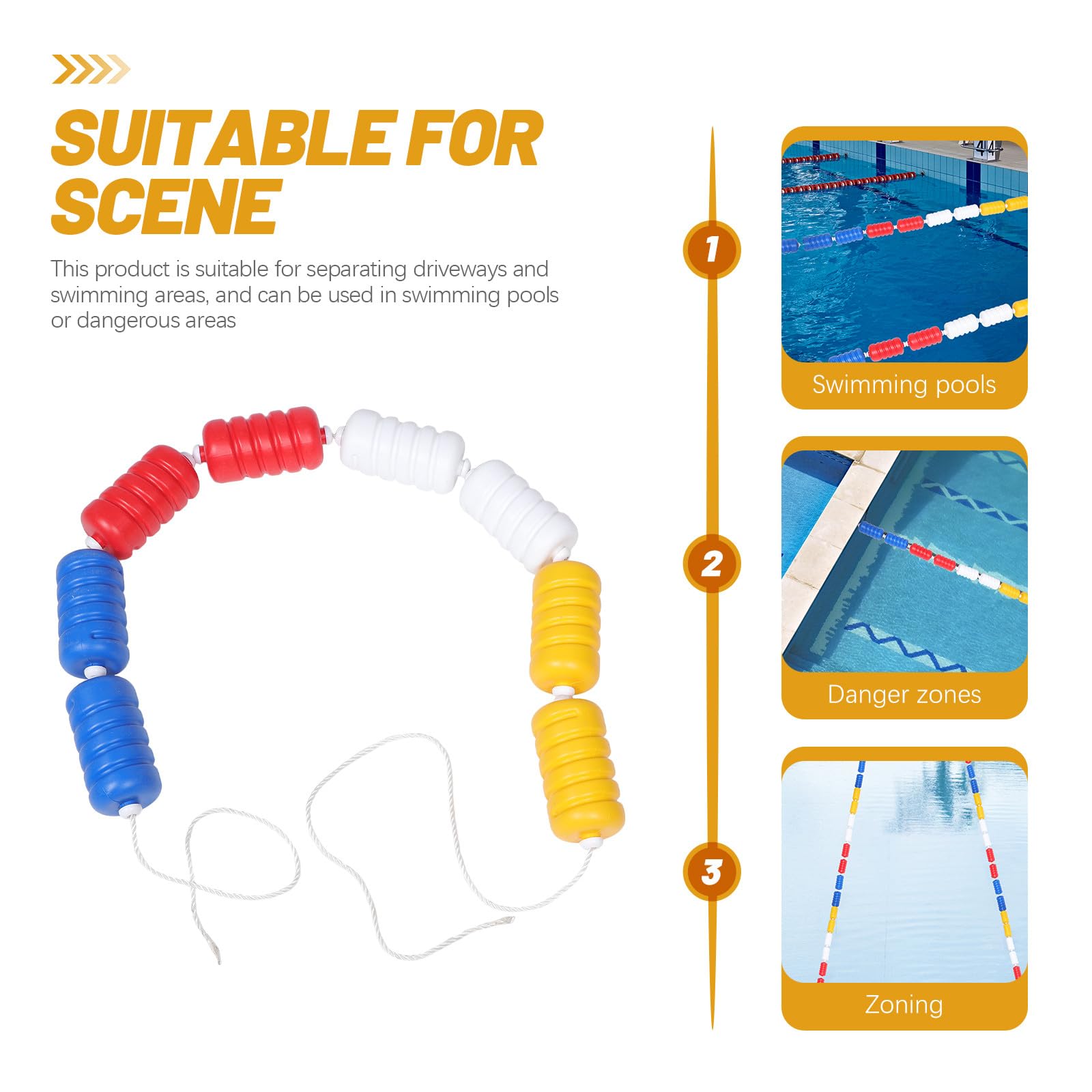 Artibetter Ligne de Bouée Piscine en Toute Sécurité avec Flotteur en Plastique Facile à Utiliser pour Séparer Zones de Baignade