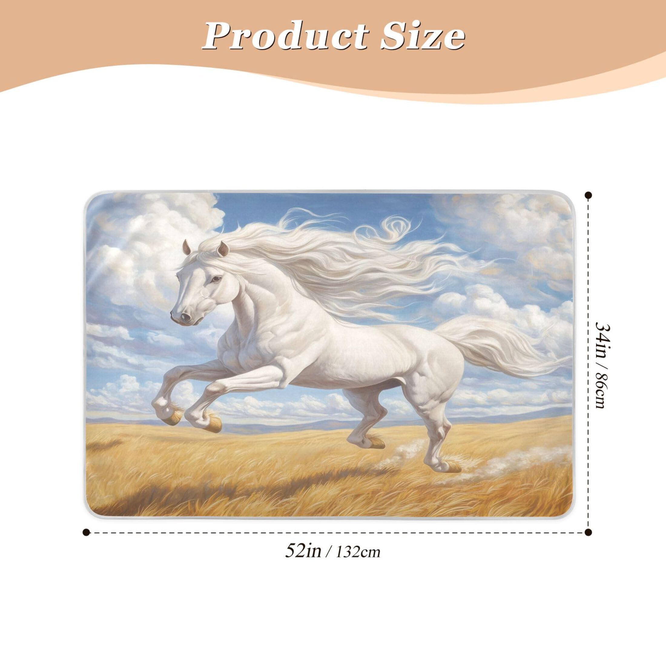 Takiito Running White Horse Bed Pad Reusable Bed Underpad Washable Waterproof Leak-Proof Quick Dry Incontinence Pee Pad for Toddlers Kids Adults Pets 34x52 in