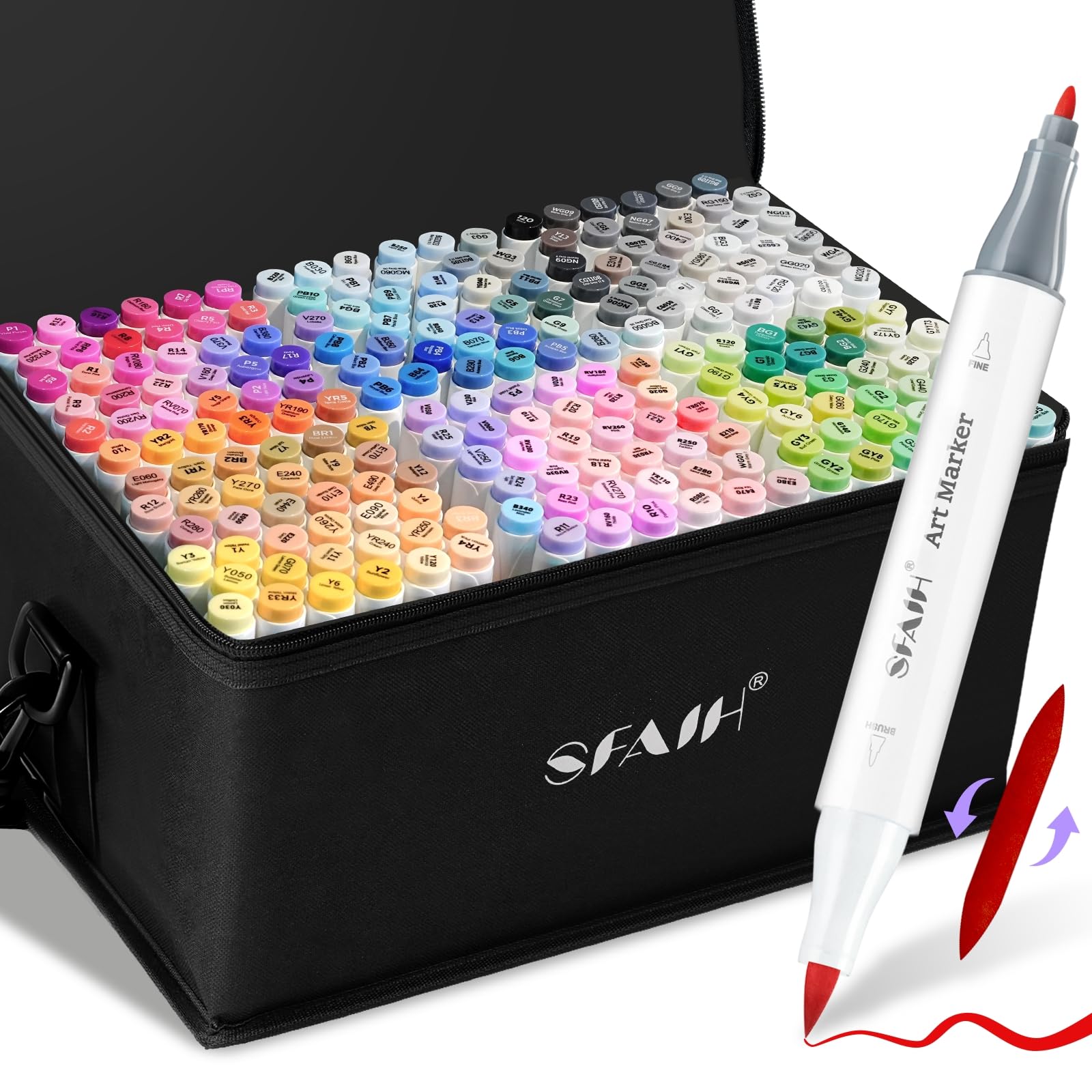 SFAIH Alcohol Markers Brush &amp; Fine - Professional 217 Colors Set, Blending