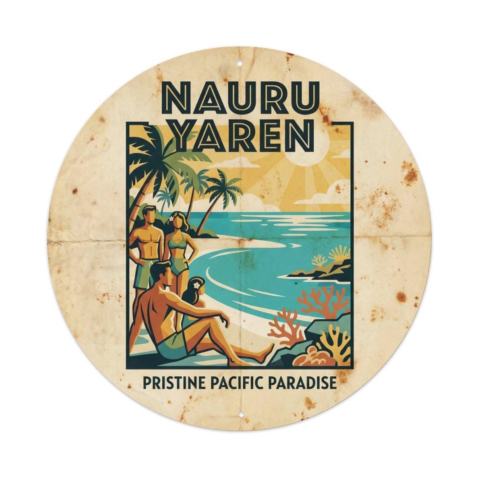 Nauru Aaron Tropical Shore Vintage Travel Metal Tin Sign
