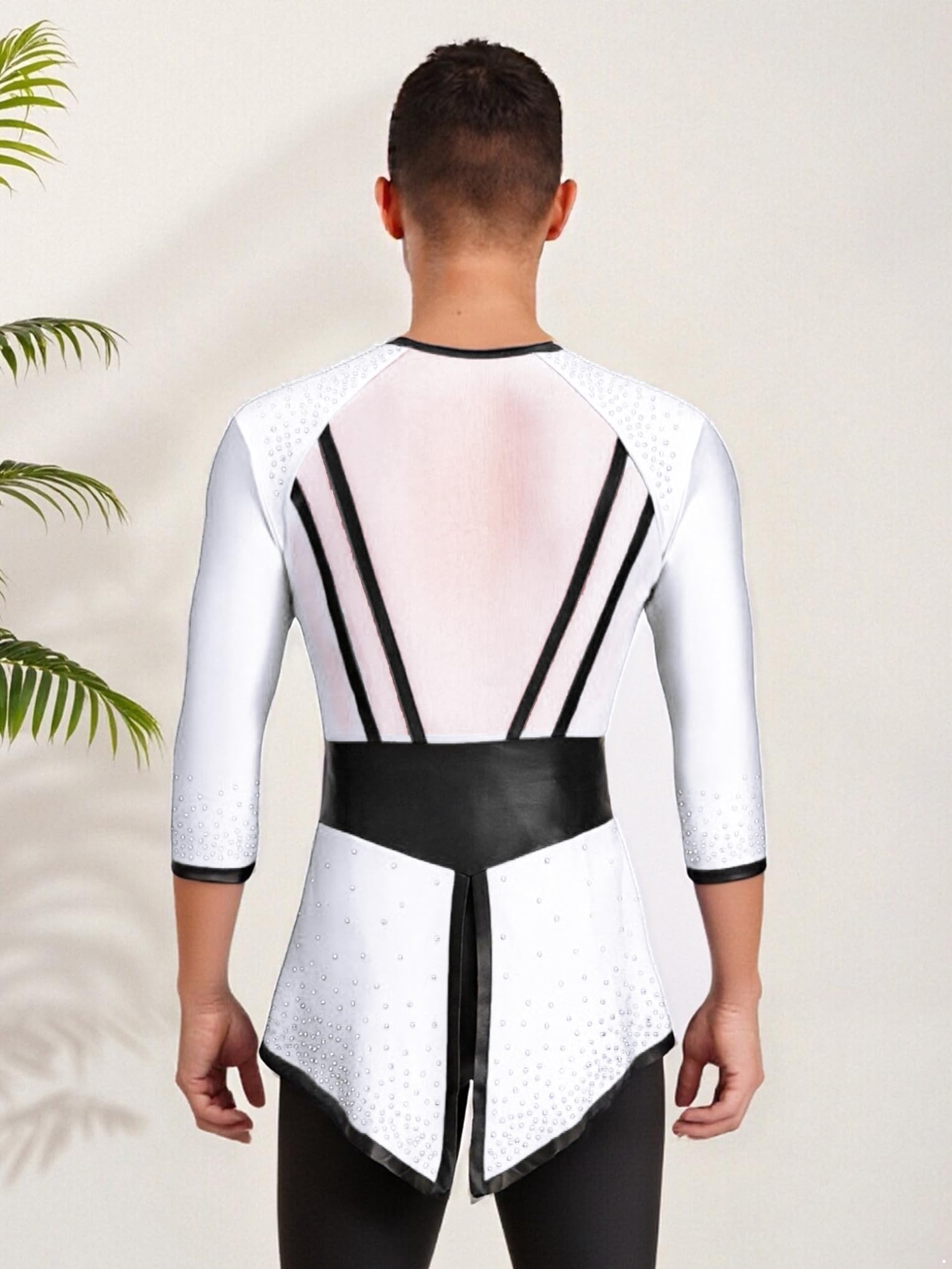 Adultos Hombres Traje De Baile Latino Para Hombres Camisa De Baile De Salón Latino Traje De Competición De Actuación Blanco S