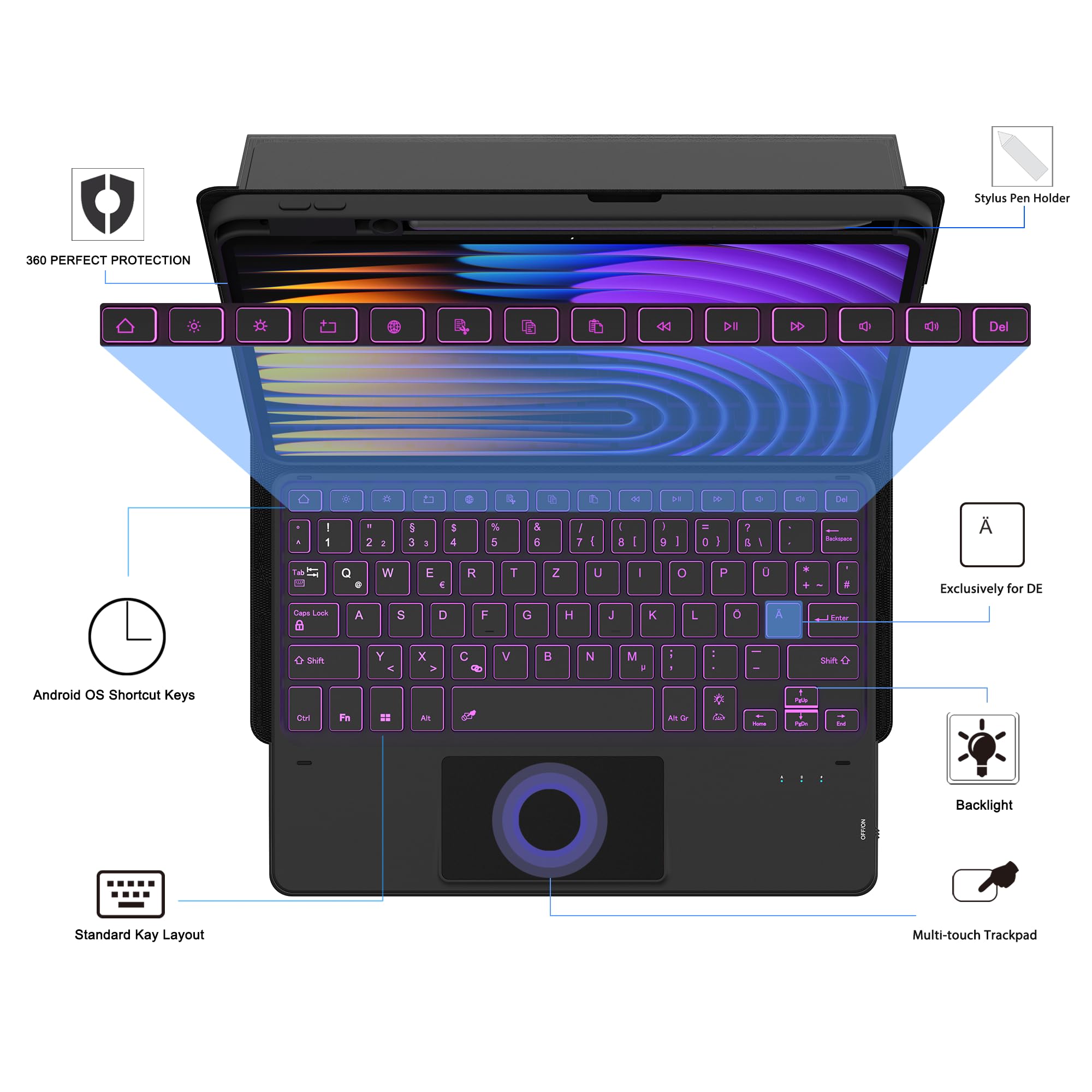 Custodia Xiaomi Pad 7 Pro 2024 Girevole 360 - Cover Pelle Art Motivo 19