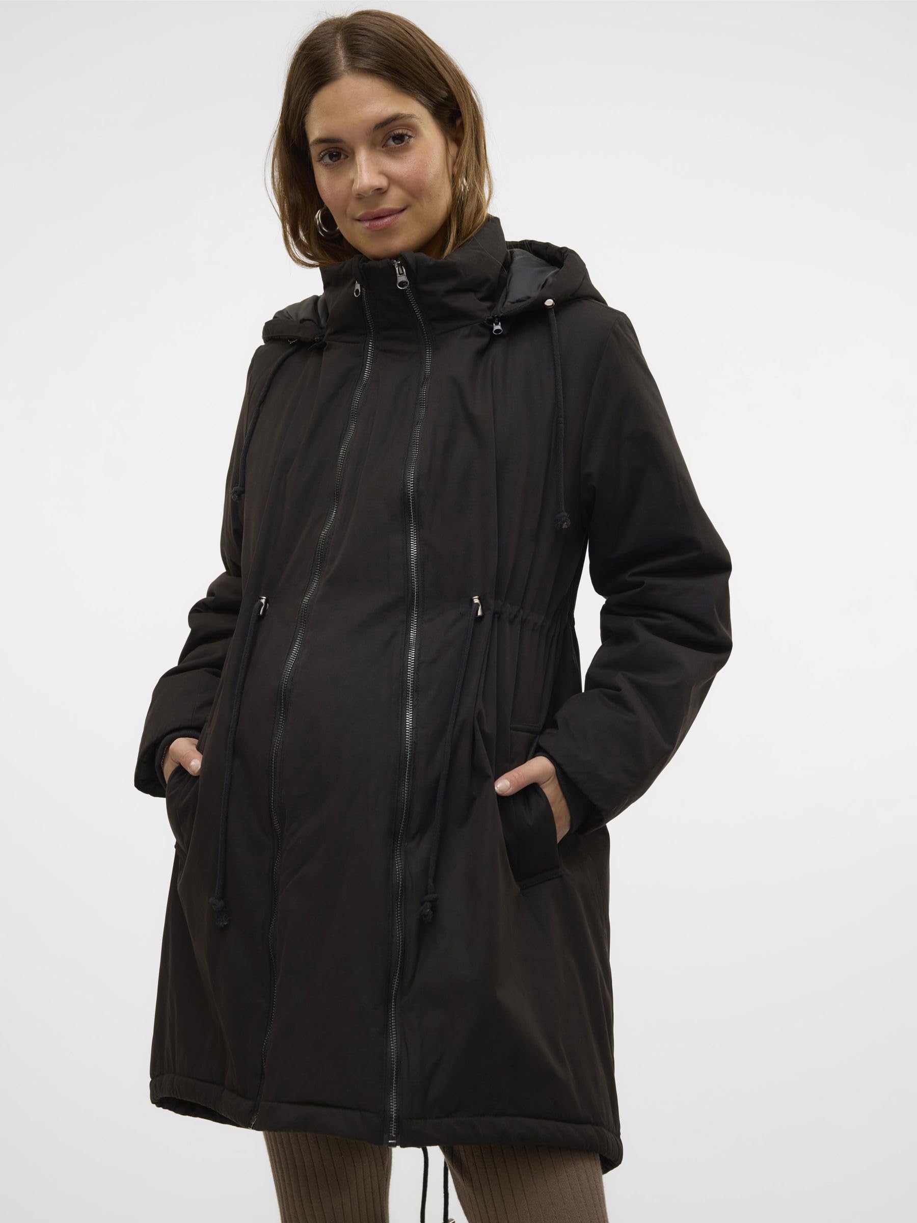 MAMALICIOUS Female Jacke Kapuze mit Kordelzug Gerippte Ärmelbündchen Mantel | Jacket