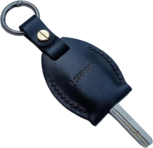 Handmade Key chain Leather Protective Key Holder Large Capacity Protective Case Key sleeve key fob case (Black)