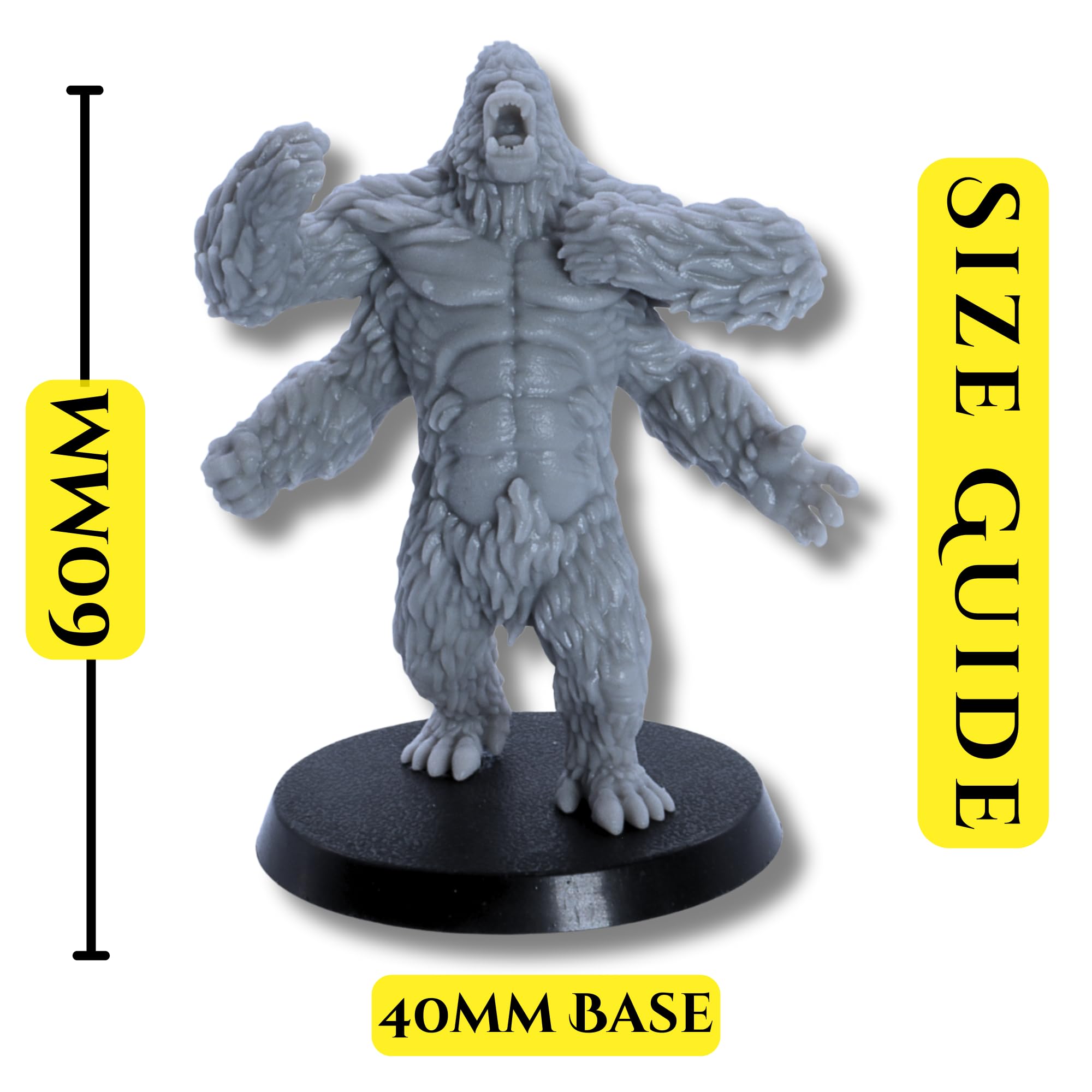 Forged Terrain Girallon Miniatures - 5 Giant Ape Monsters for DnD, Grey, 6cm - Image 2