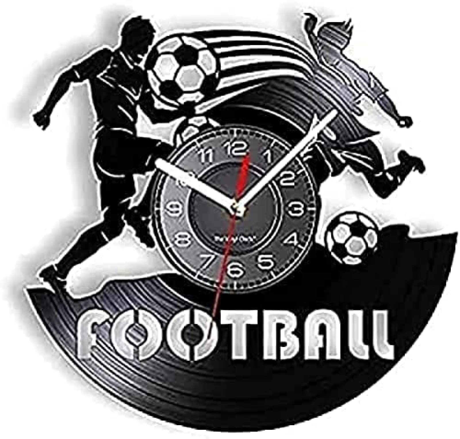 Horloge football vinyle silencieuse LED pour éviter le bruit la nuit