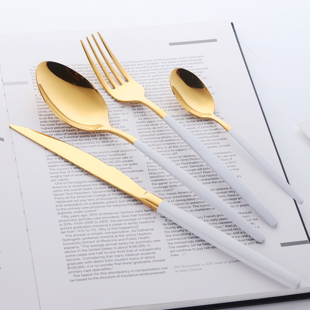 Set di Posate 24 Pezzi in Acciaio Inox Finitura Lucida, Servizio per 6