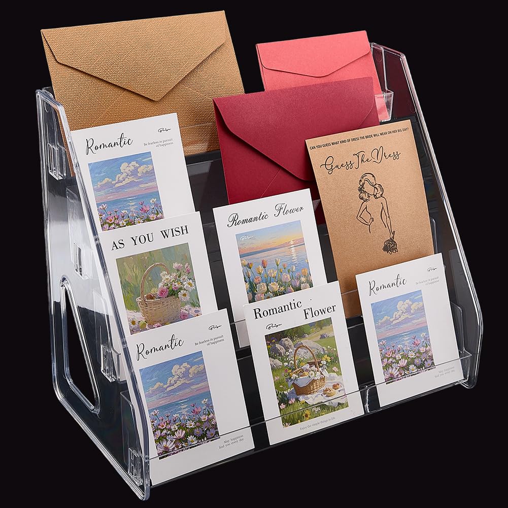 Présentoir cartes 4 étages CRASPIRE en acrylique transparent pour brochures et PSA