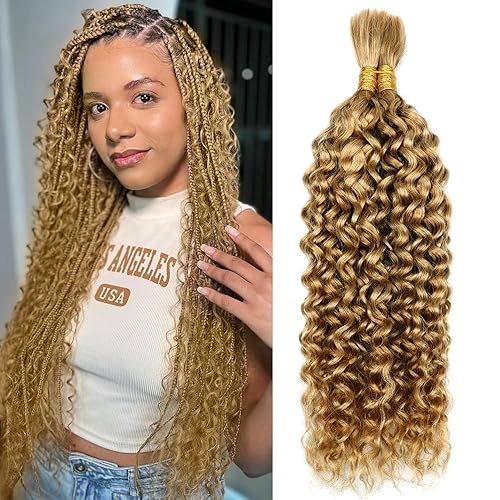 Cabello humano para trenzar, ondas de agua, cabello humano a granel para trenzar, 3.53 oz (1 paquete-2 paquetes), sin trama, 100% sin procesar,