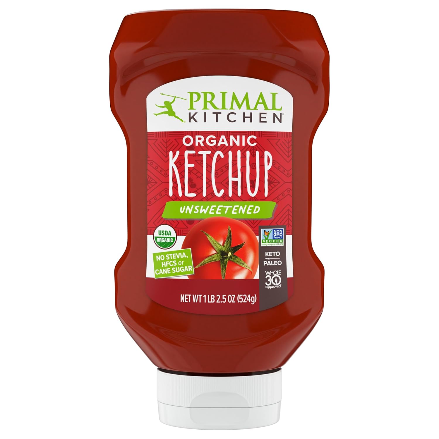 Primal Kitchen Organic Unsweetened Squeeze Ketchup 18.5 oz - No Sugar, Keto Paleo Friendly Clean Label