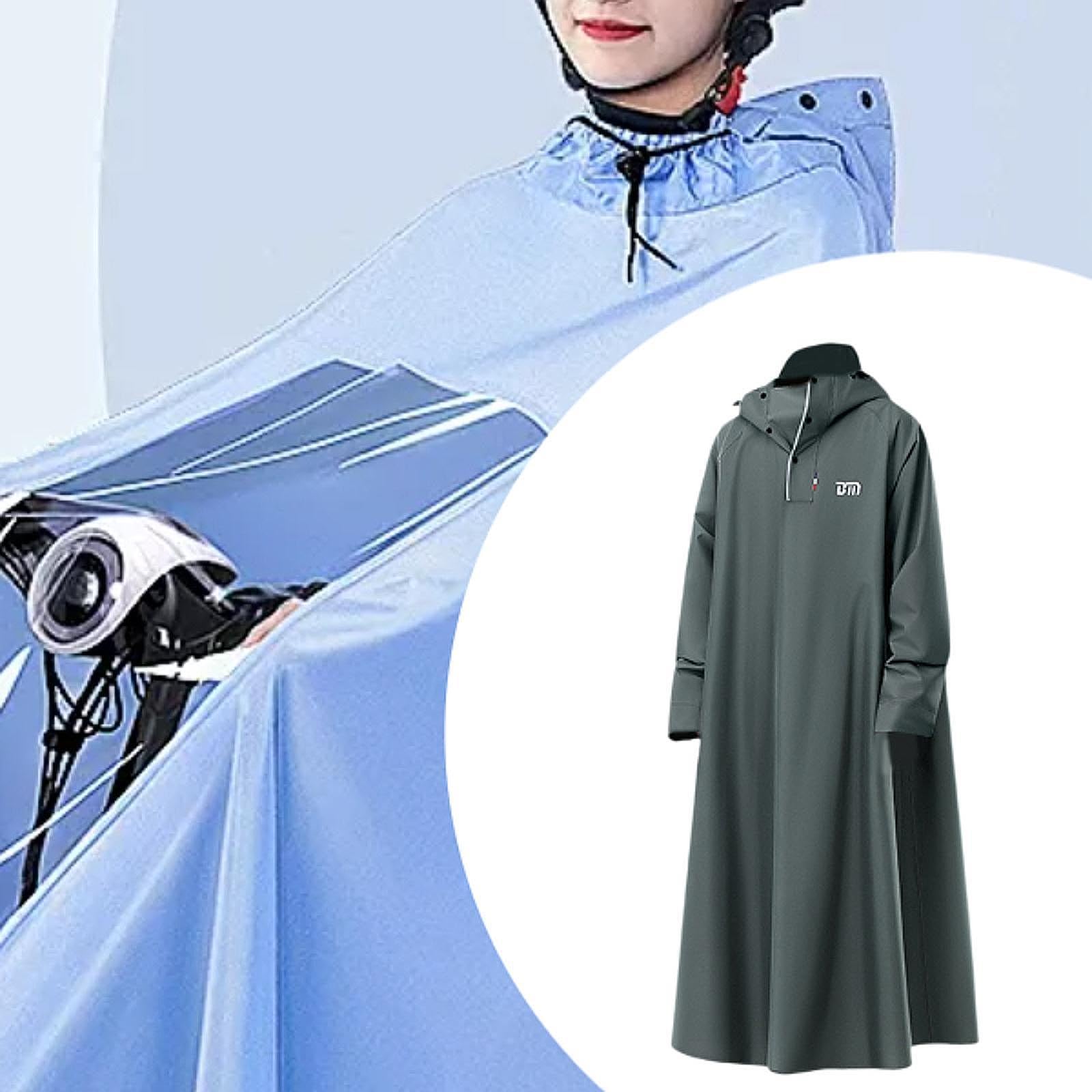 Imperméable avec Capuche Réglable Poncho de Pluie Réutilisable Manteau Imperméable Portable Cape Coupe-Vent Légère en Oxford et PVC Adapté à la