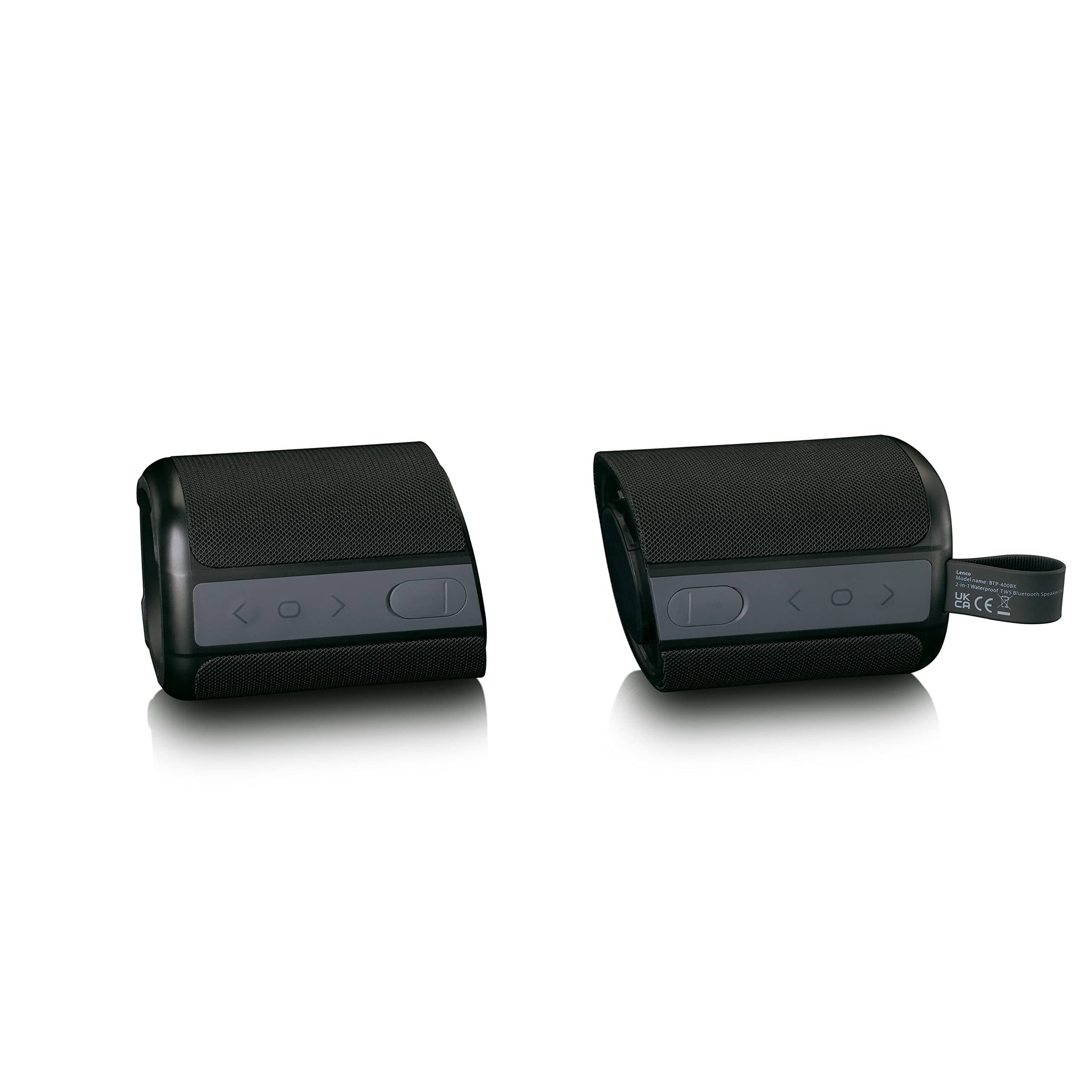 Lenco BTP-400 głośnik Bluetooth – 2 w 1 głośnik Bluetooth – TWS – 2 x 10 W RMS – prawdziwy dźwięk stereo – dzielony wodoszczelny (IPX7), czarny