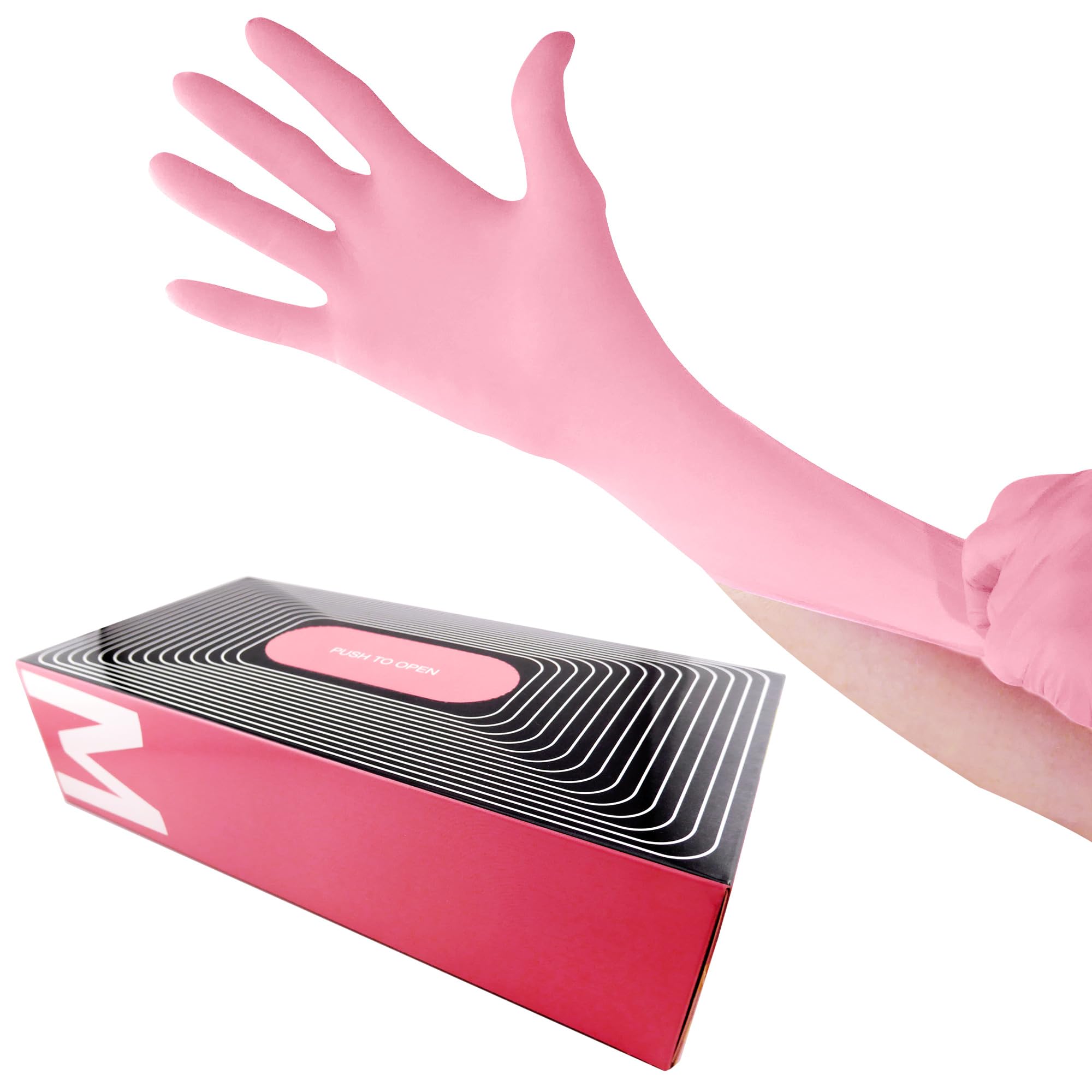 Waxness Cosmetology Guanti in nitrile rosa, M, 100 pz/scatola