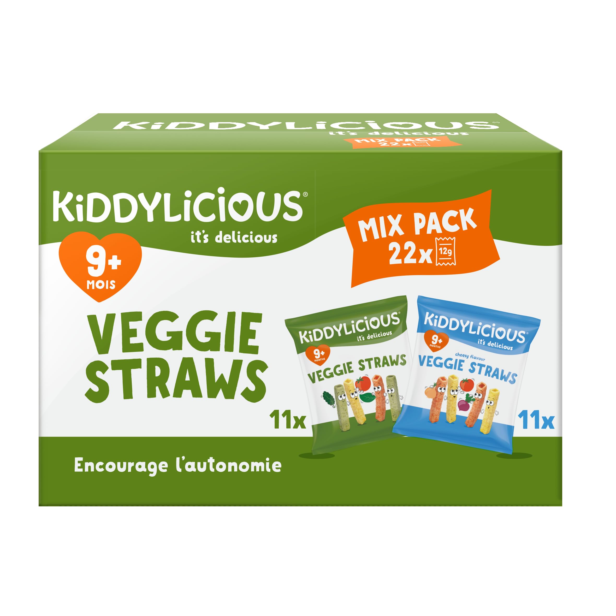 Kiddylicious Veggie Straws Paquet Assortiment 22x12g 264g